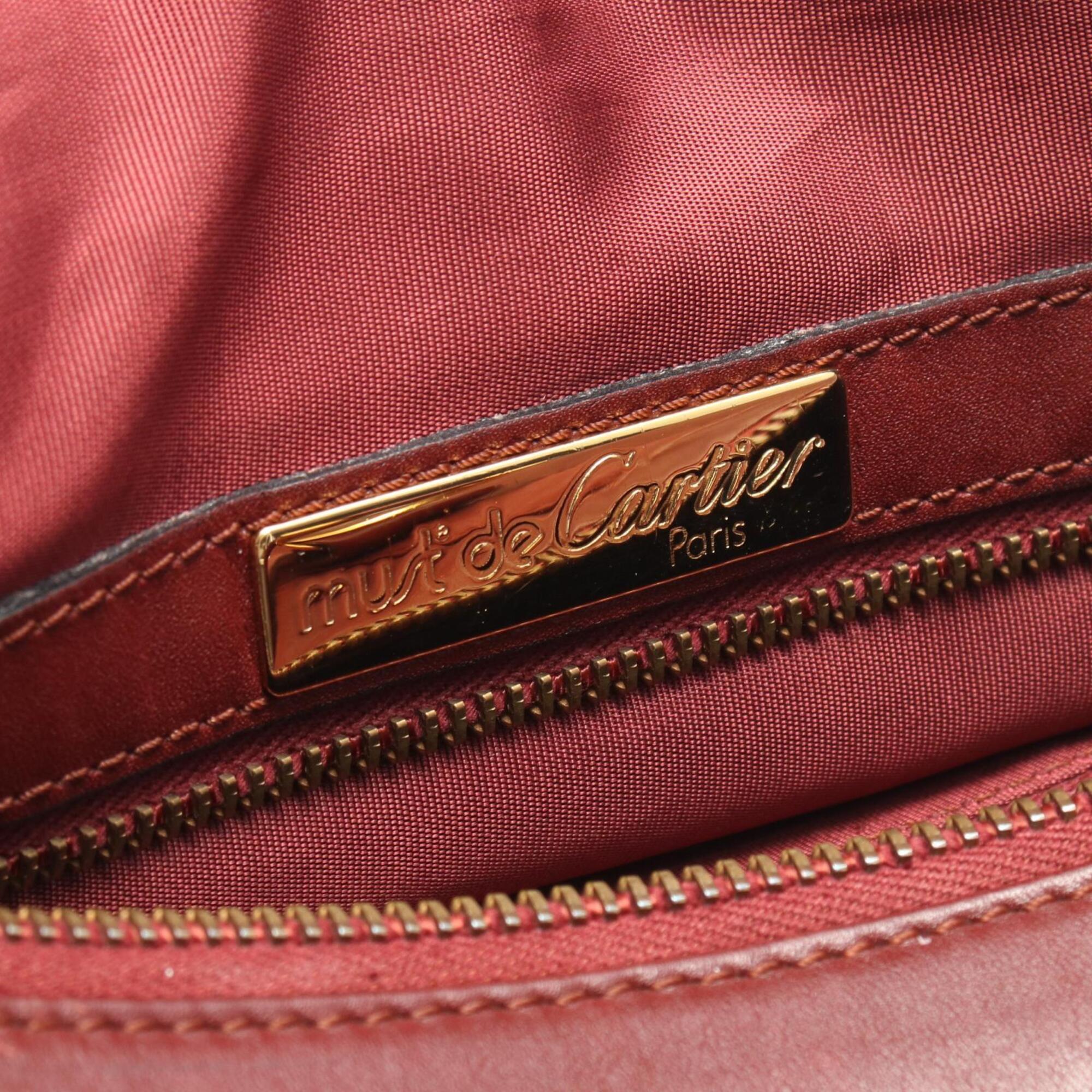 Cartier Bordeaux Leather Boston Bag Handbag (Pre-Owned)