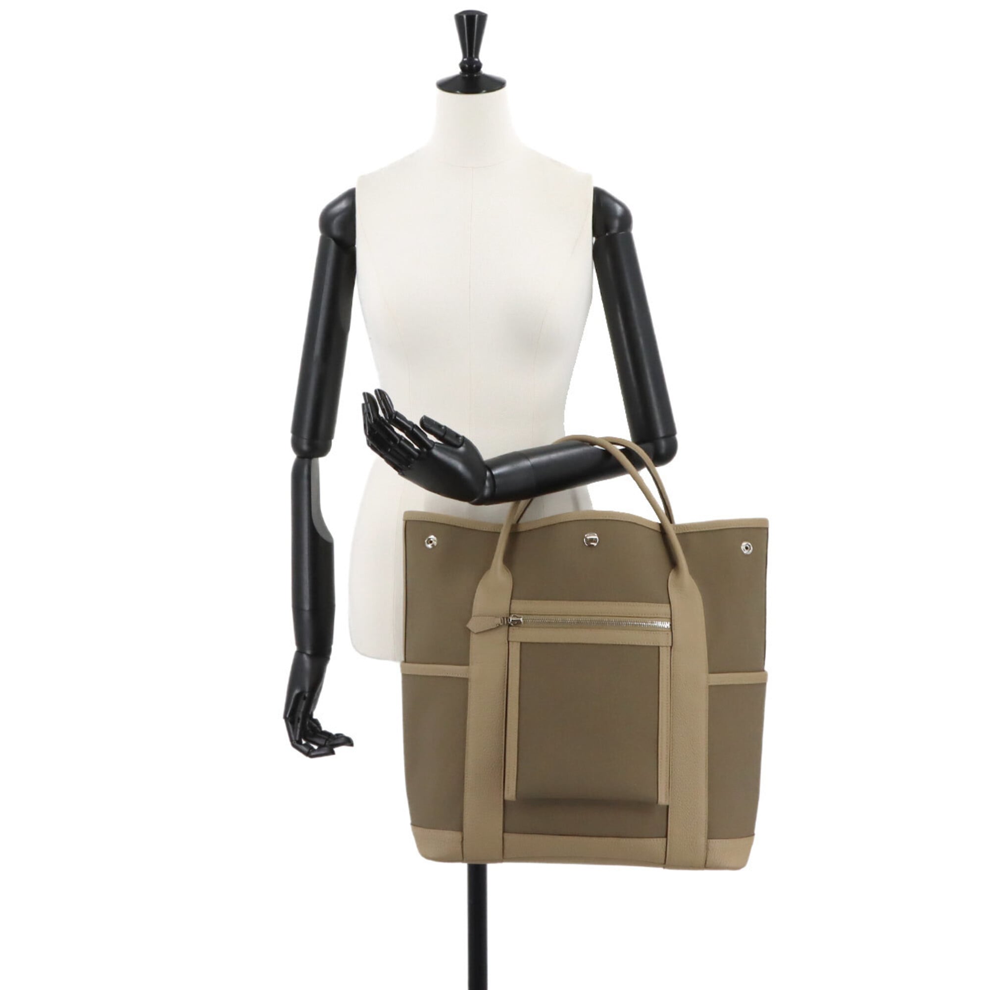 Hermes Beige Etoupe Gray Negonda Leather Handbag Tote Bag (Pre-Owned)