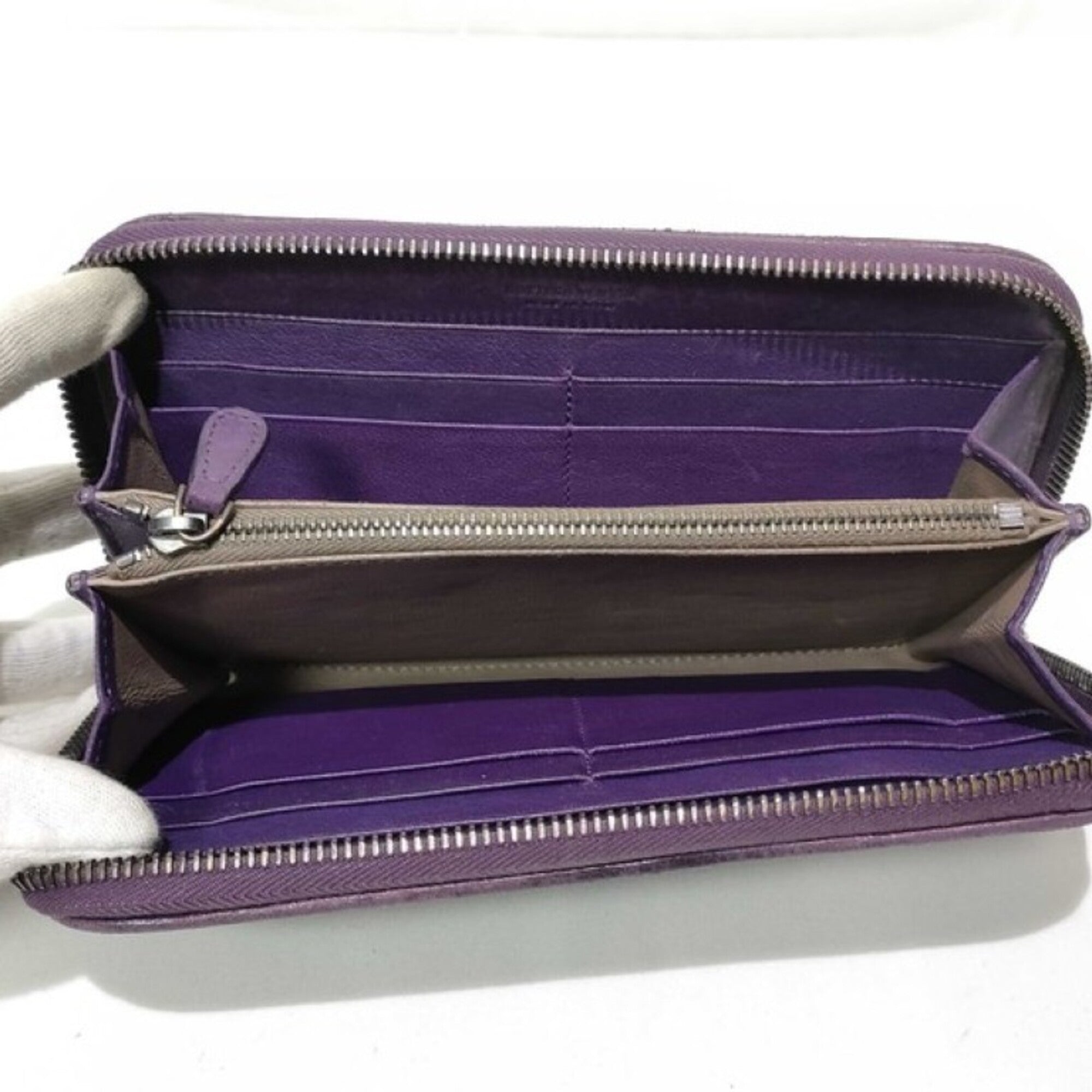 Bottega Veneta Intrecciato Purple Leather Long Wallet (Bi-Fold) (Pre-Owned)