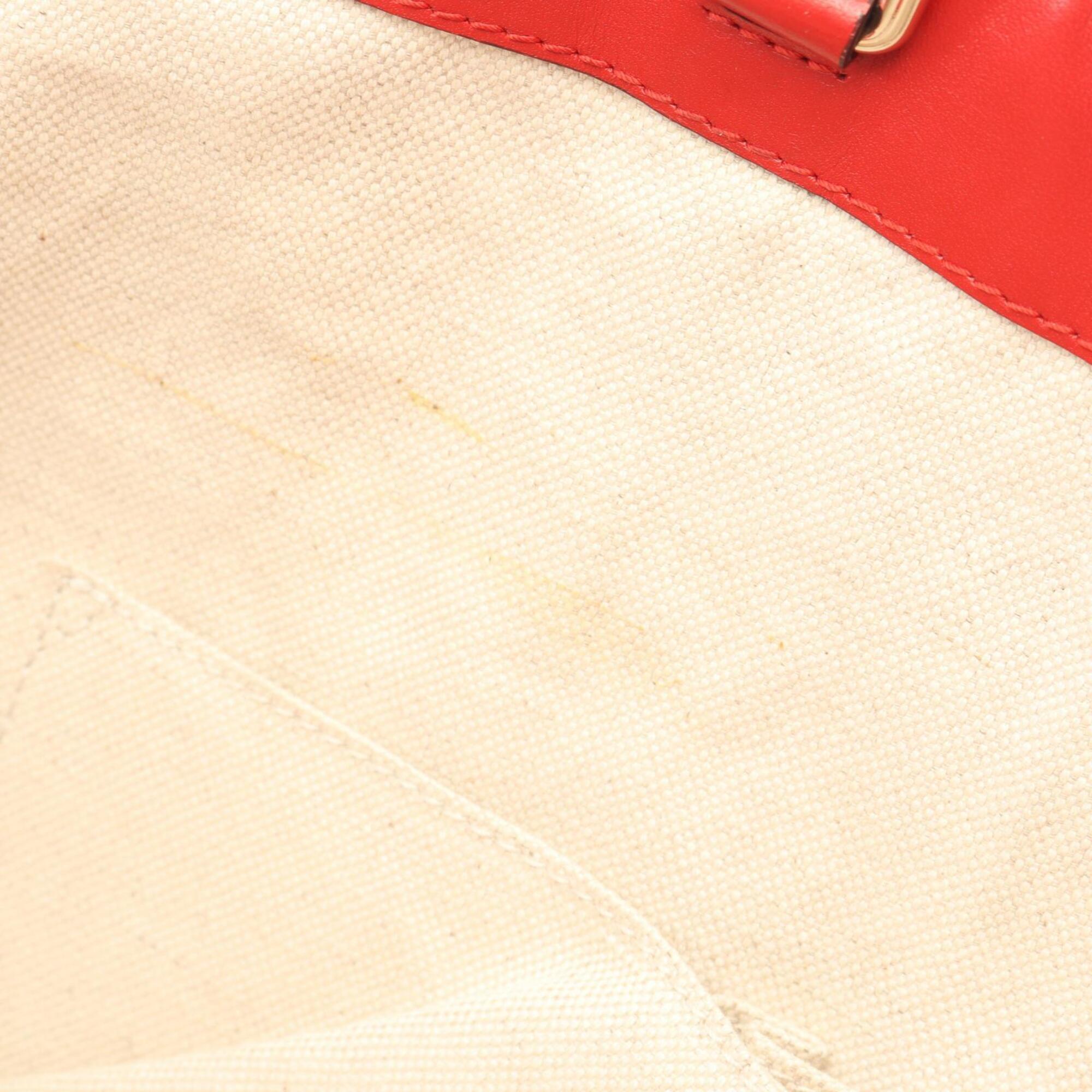 Gucci Red Color Leather Handbag Tote Bag (Pre-Owned)