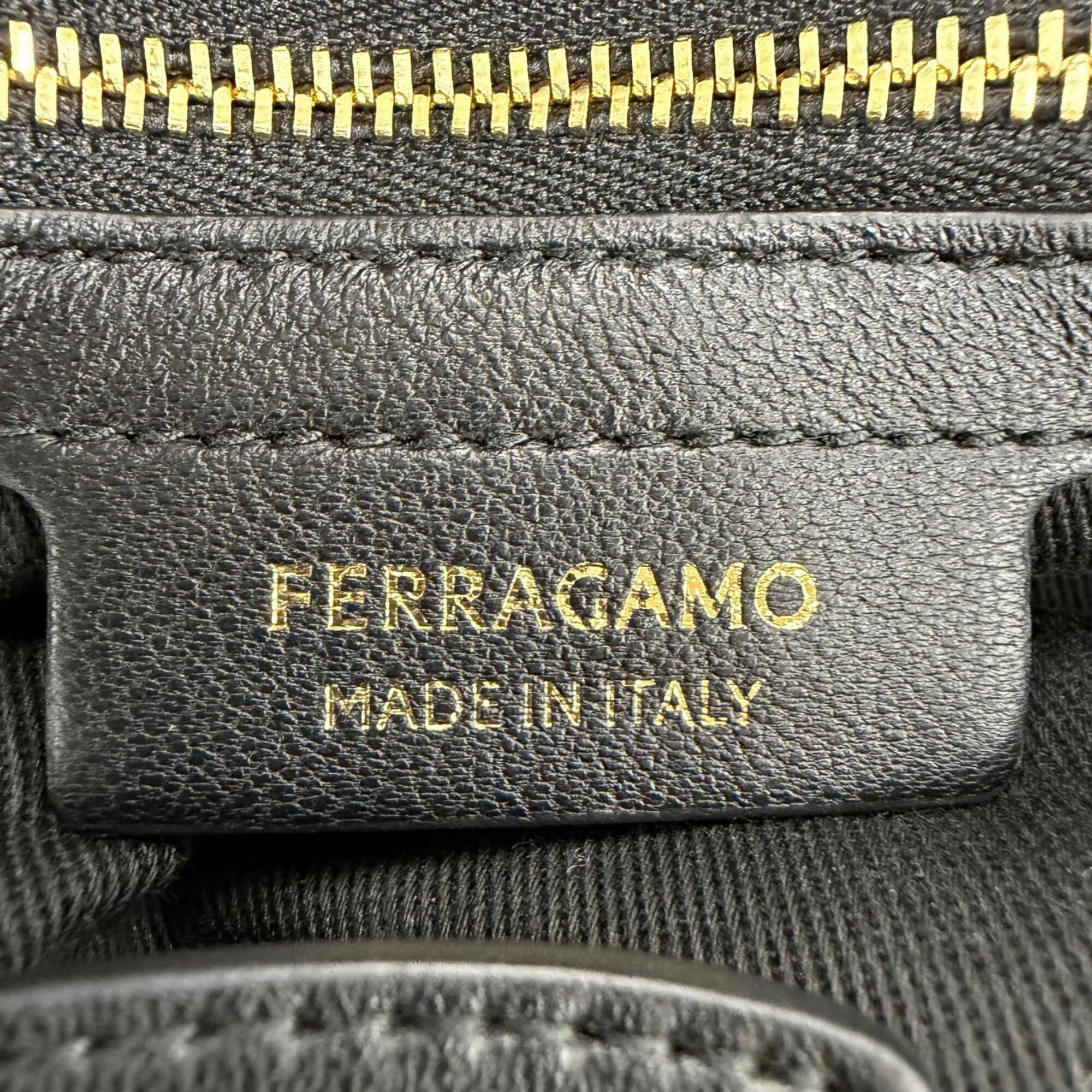 Salvatore Ferragamo Black Leather Shoulder Bag Tote Bag (Pre-Owned)
