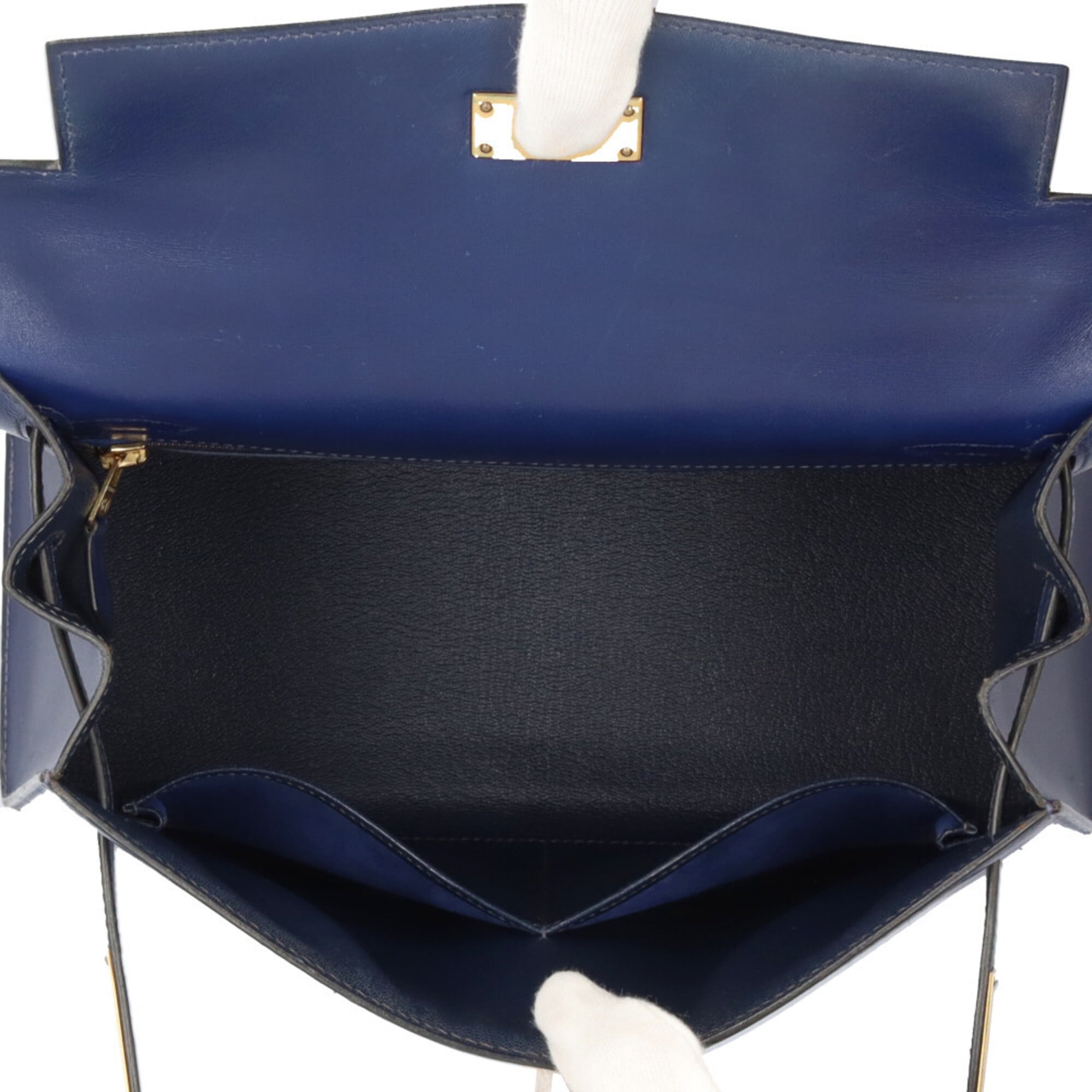 Hermes Bleu Saphir Navy Box Calf Leather Shoulder Bag (Pre-Owned)