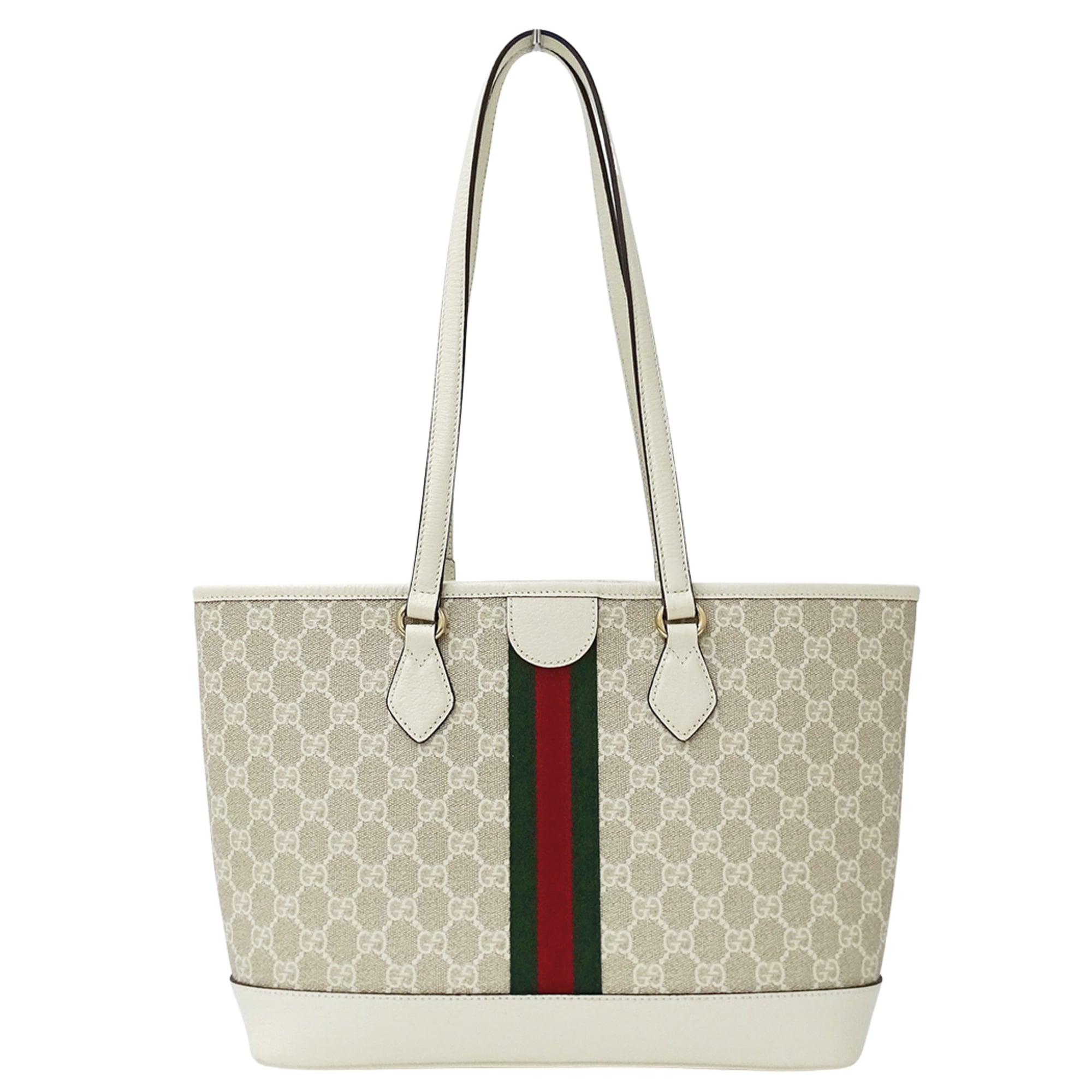 Gucci Beige White Gg Supreme Canvas Handbag Tote Bag (Pre-Owned)