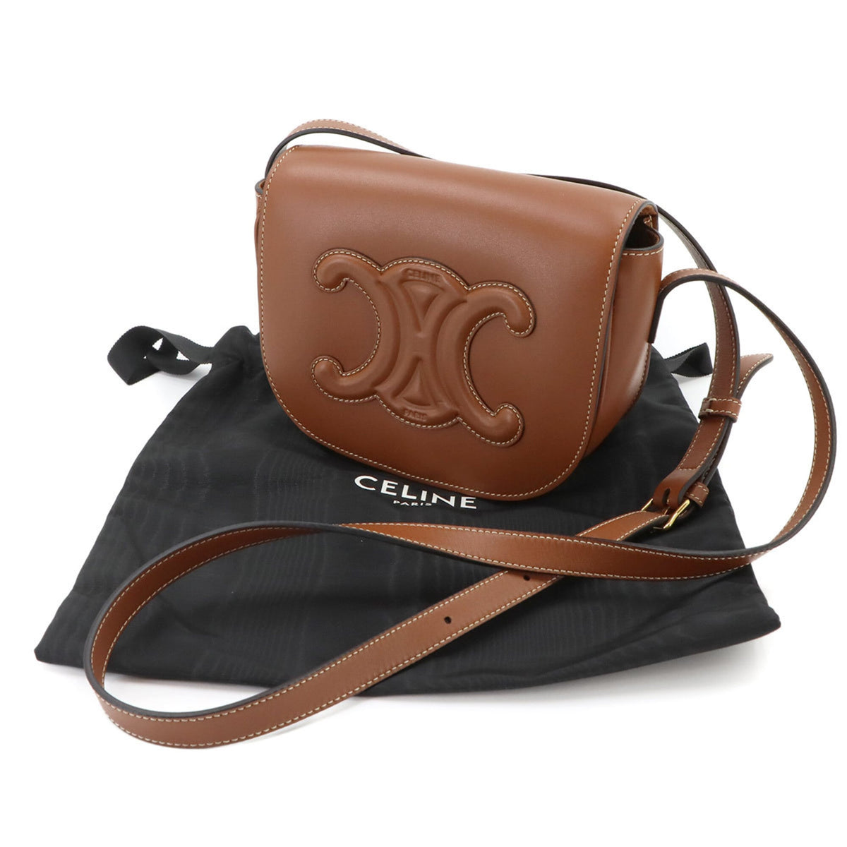 Celine Brown Leather Handbag Shoulder Bag (Pre-Owned)