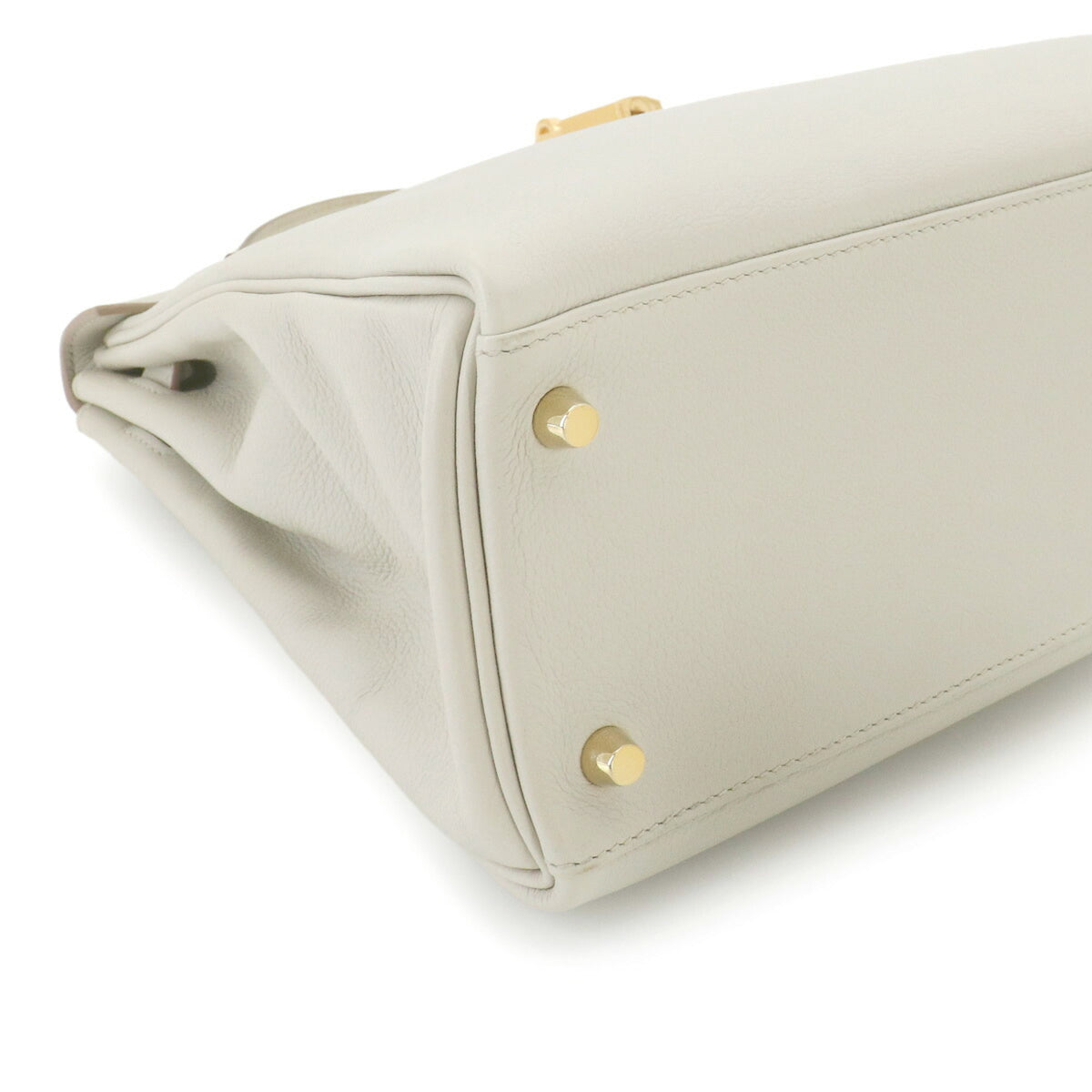 Hermes White Evercalf Leather Handbag Shoulder Bag (Pre-Owned)