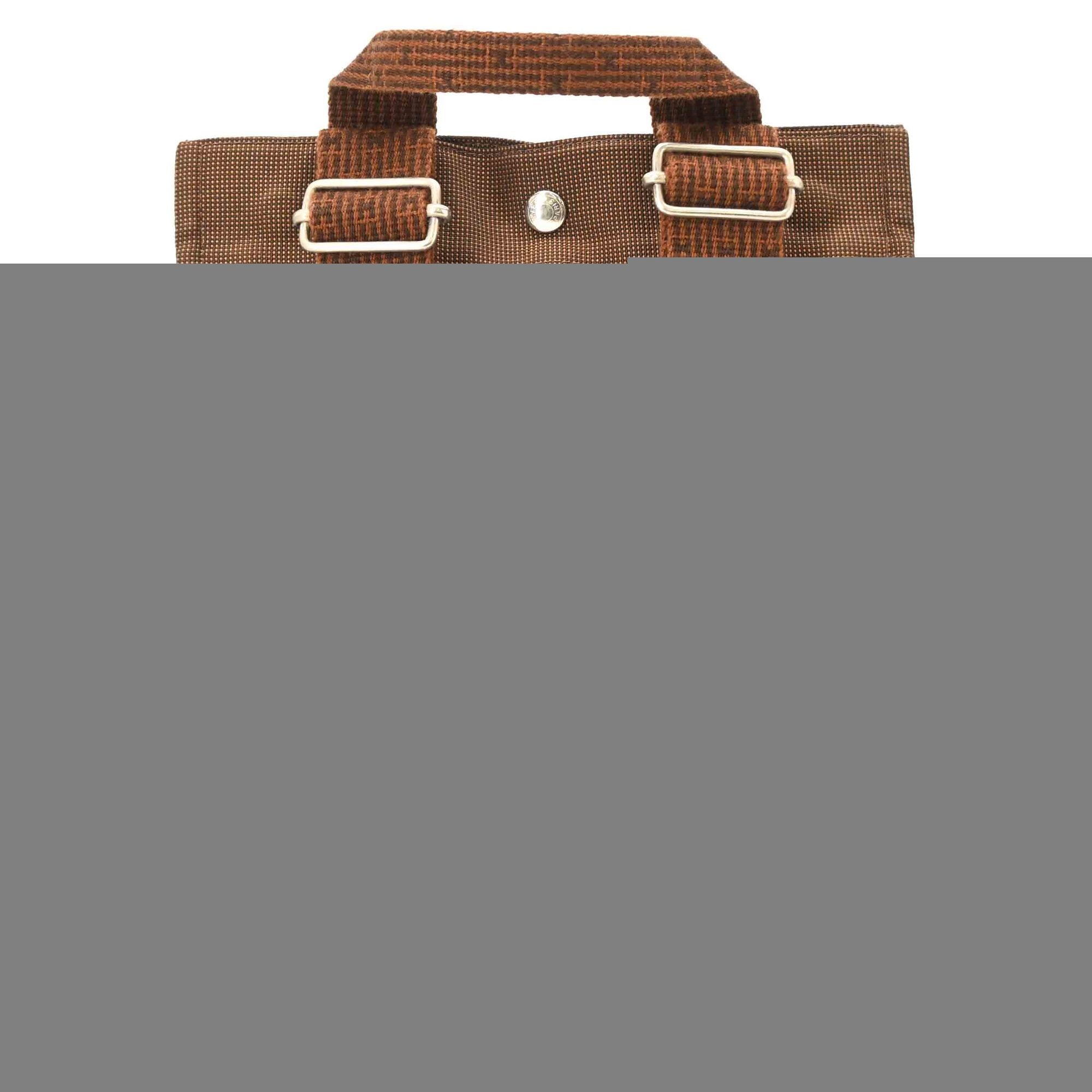 Hermes Her Line Brown Nylon Canvas Backpack (Pre-Owned)