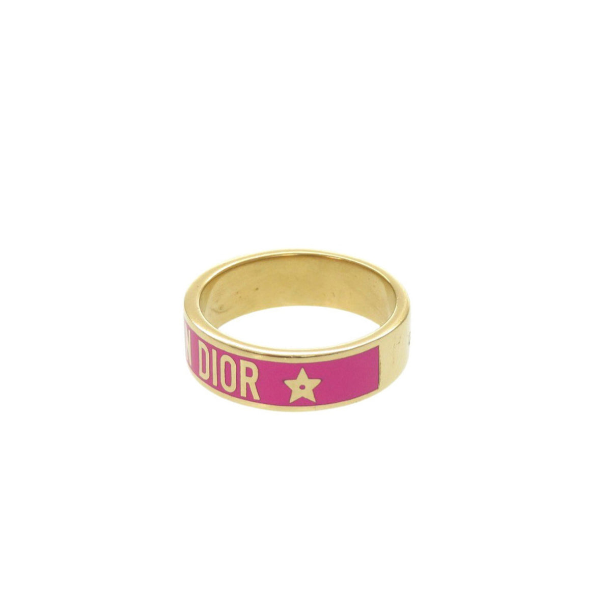 Christian Dior Gold Pink Metal Band Ring (Pre-Owned)