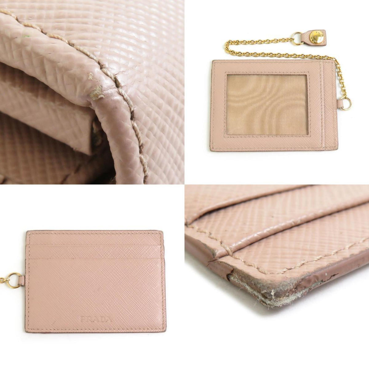 Prada Pink Beige Leather Long Wallet (Bi-Fold) (Pre-Owned)