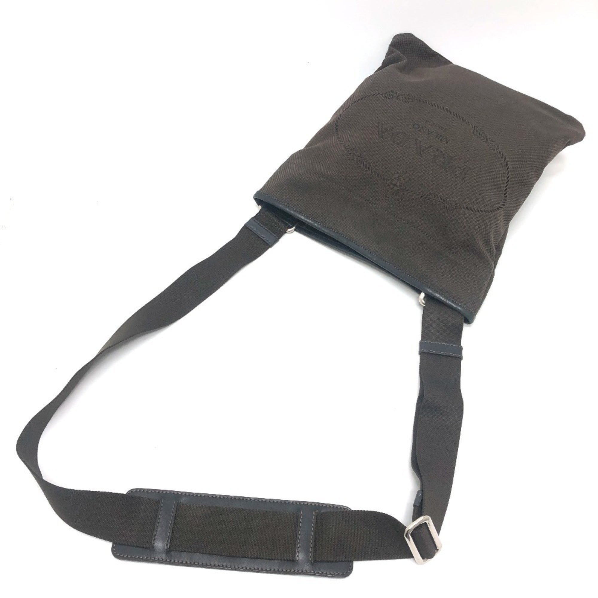 Prada Brown Canvas Pochette Shoulder Bag (Pre-Owned)