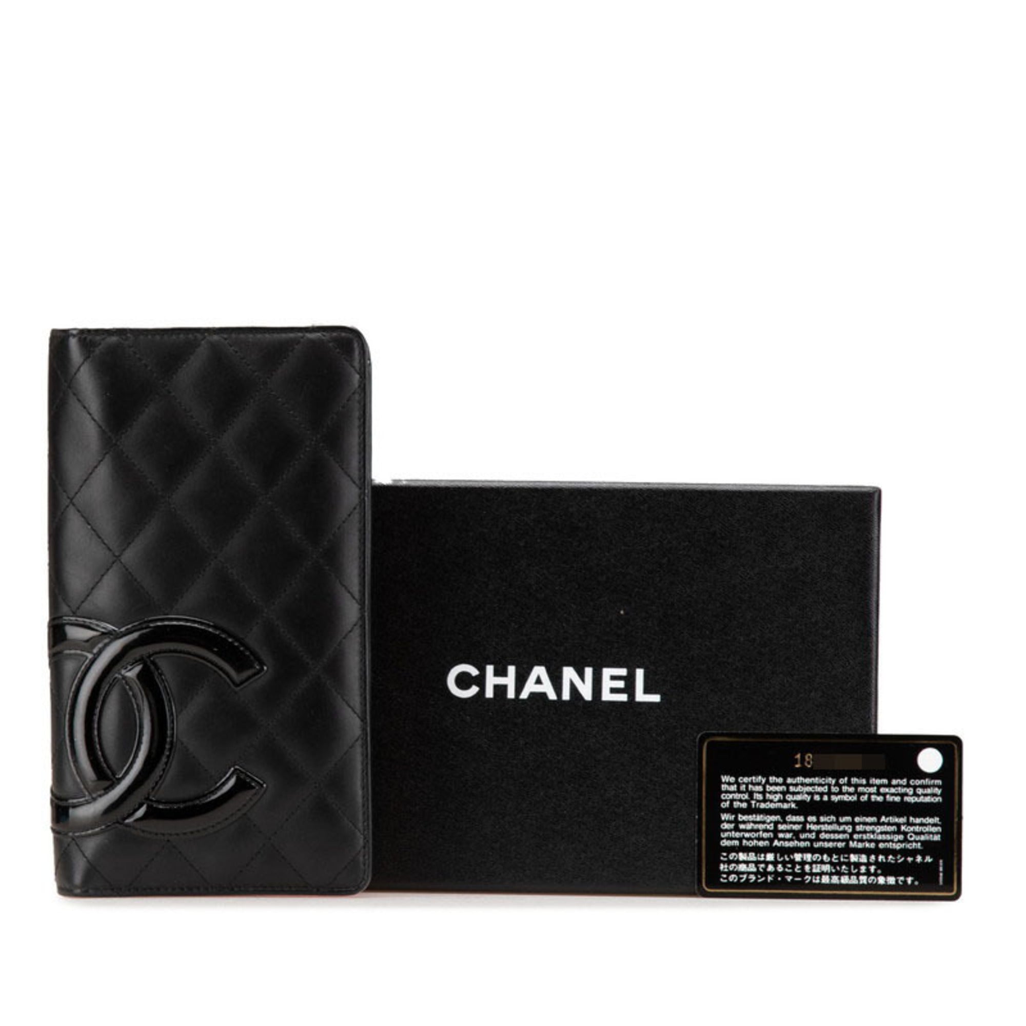 Chanel Black Pink Leather Long Wallet (Bi-Fold) (Pre-Owned)