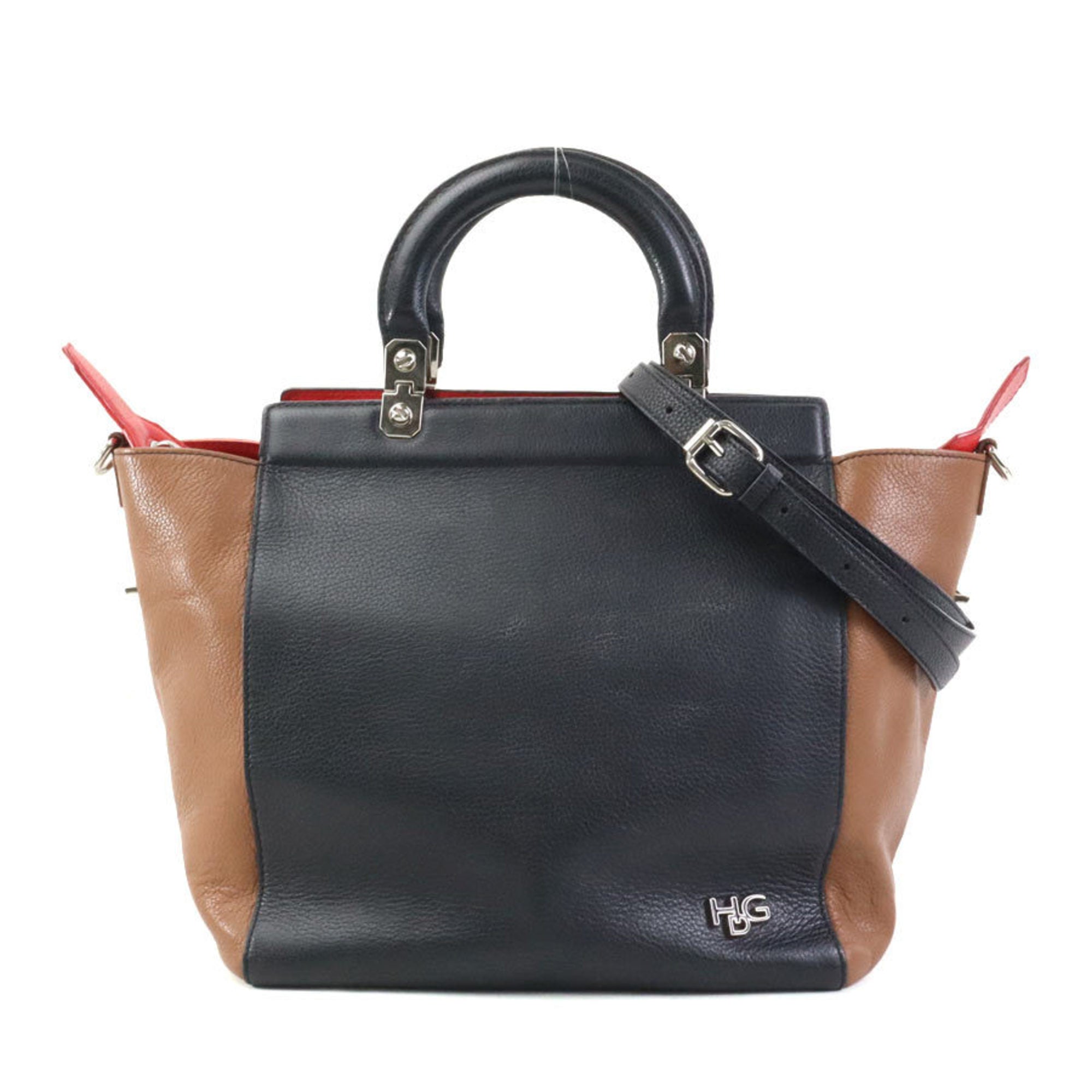 Givenchy Black Brown Red Color Leather Handbag Shoulder Bag (Pre-Owned)