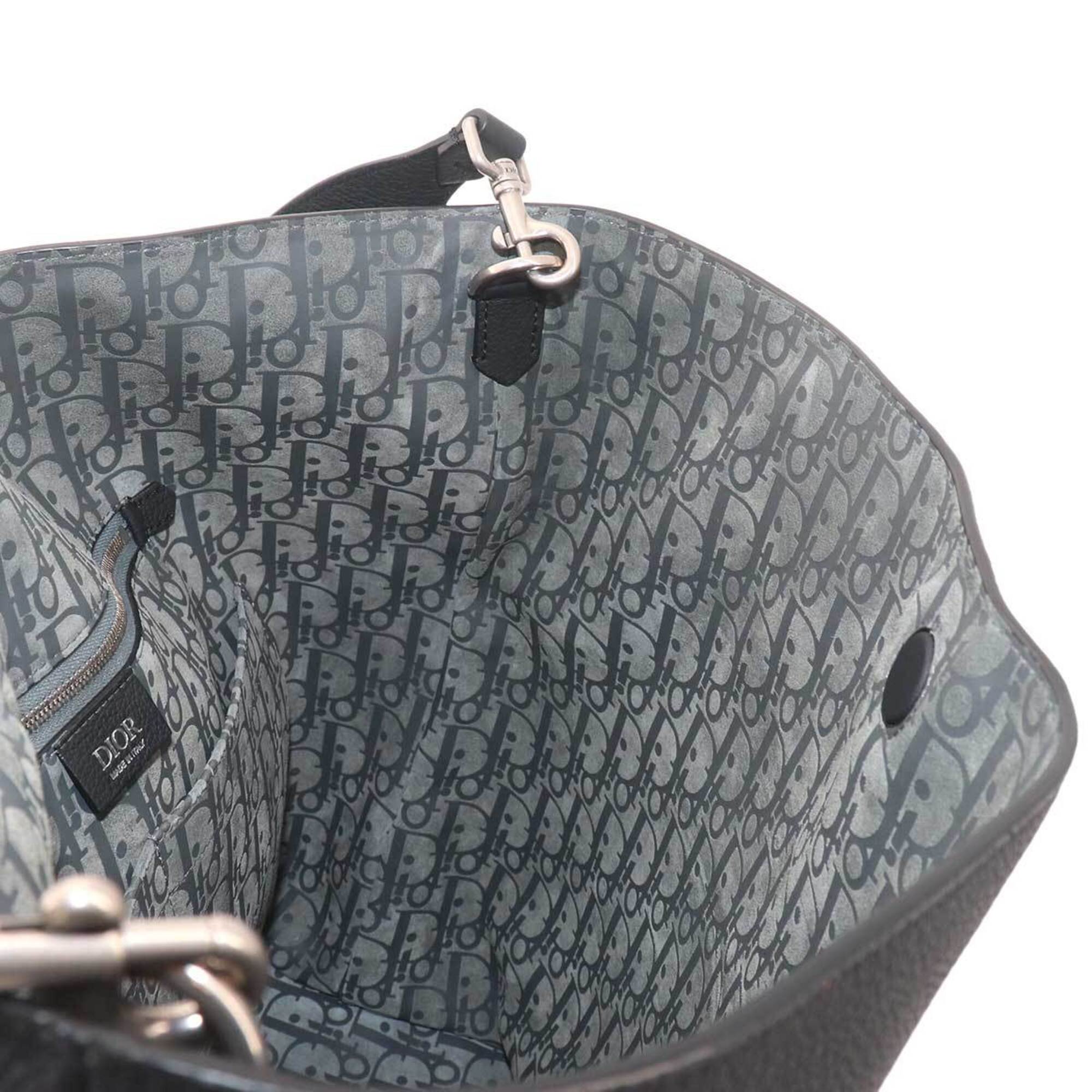 Christian Dior Black Leather Handbag Tote Bag (Pre-Owned)
