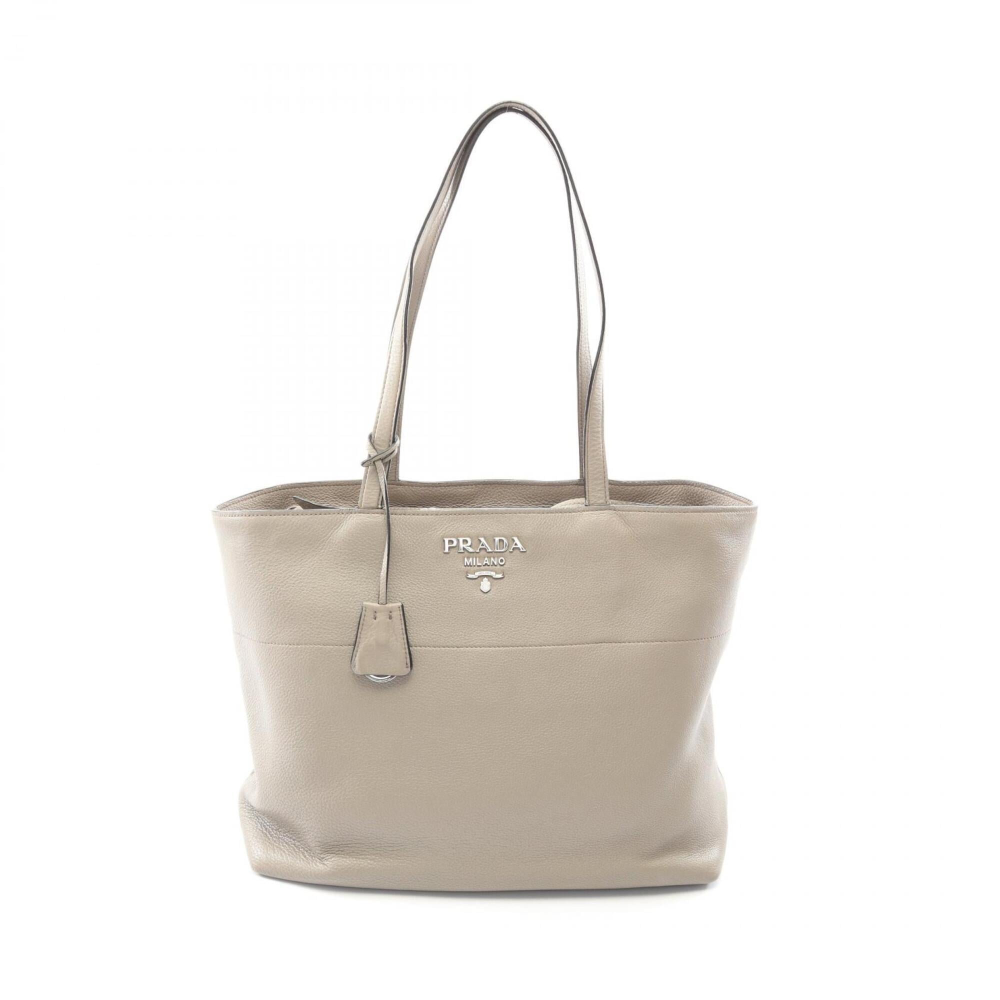 Prada Beige Leather Handbag Tote Bag (Pre-Owned)