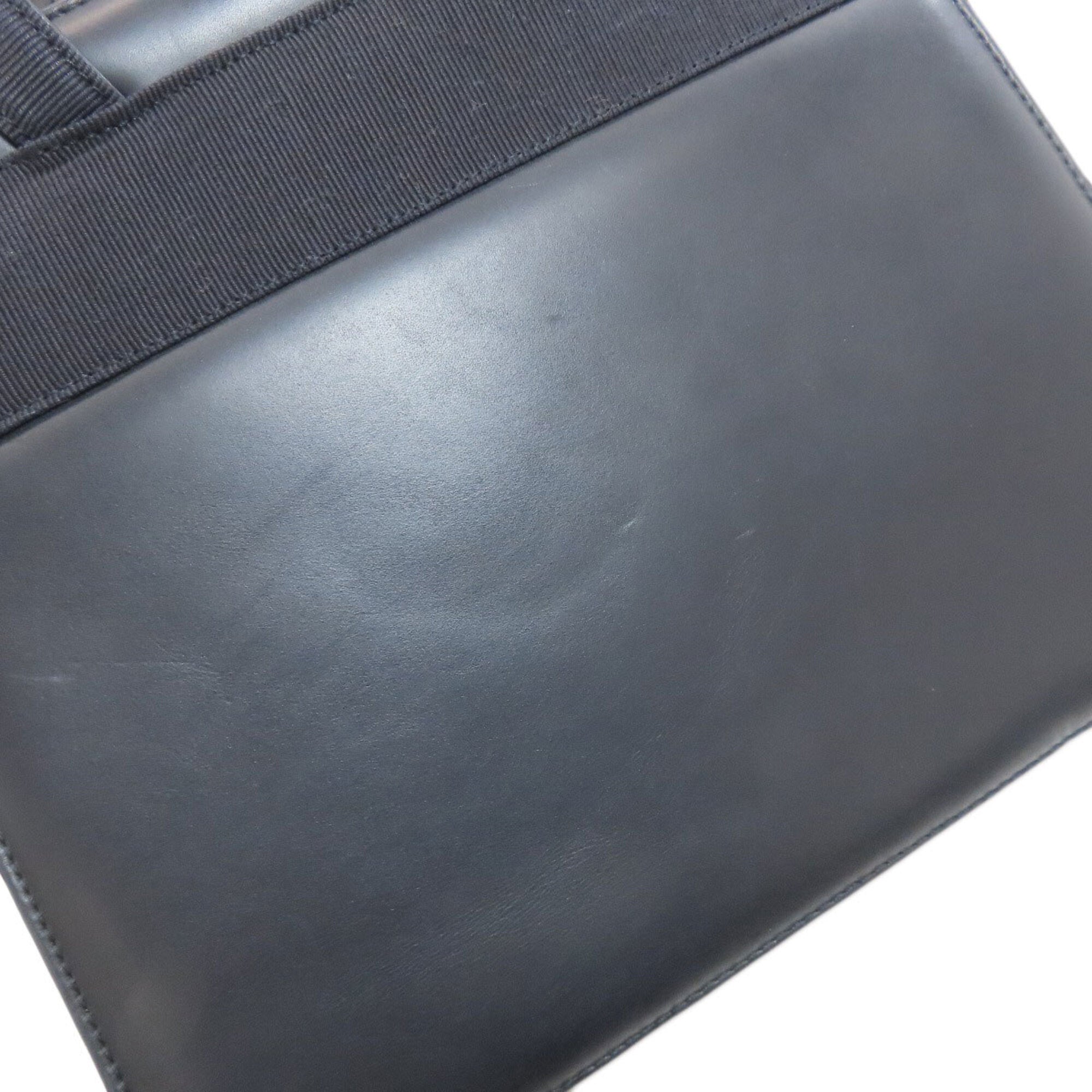 Salvatore Ferragamo Navy Black Leather Handbag (Pre-Owned)