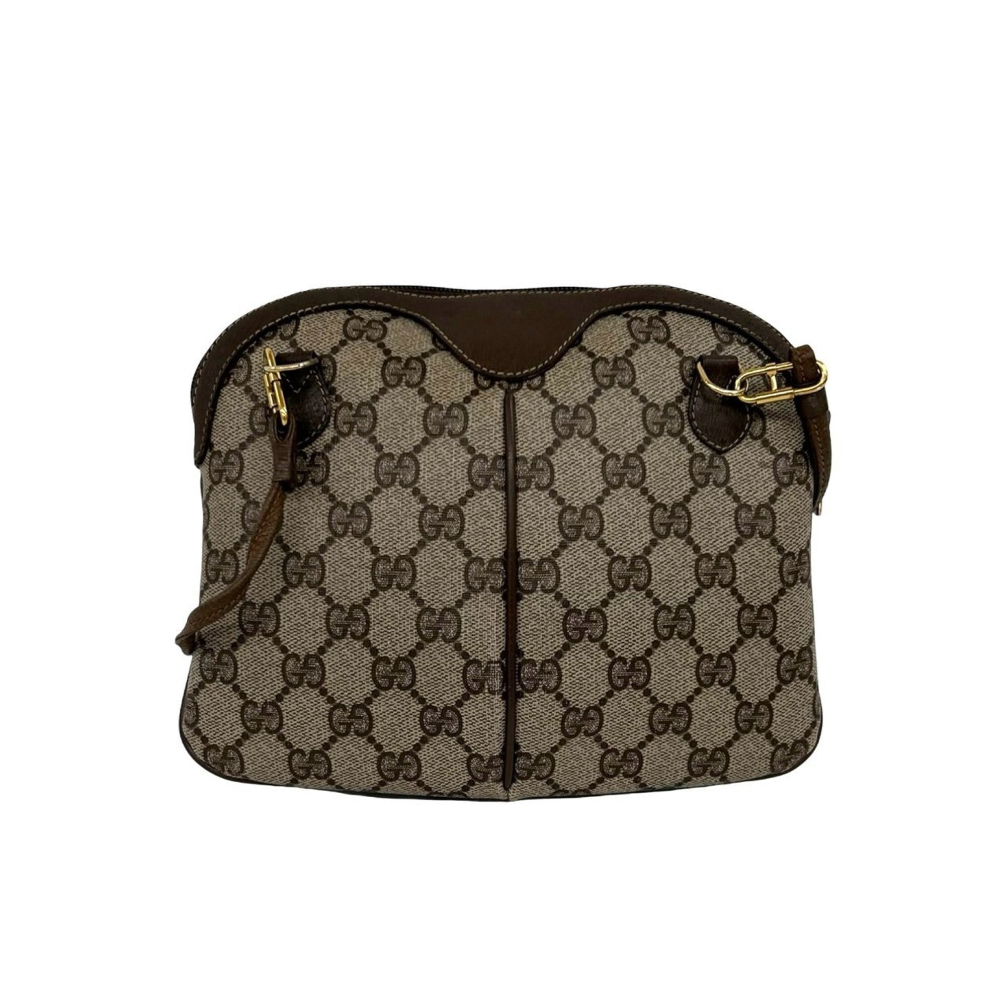 Gucci Brown Green Red Color Leather Pvc Shoulder Bag (Pre-Owned)