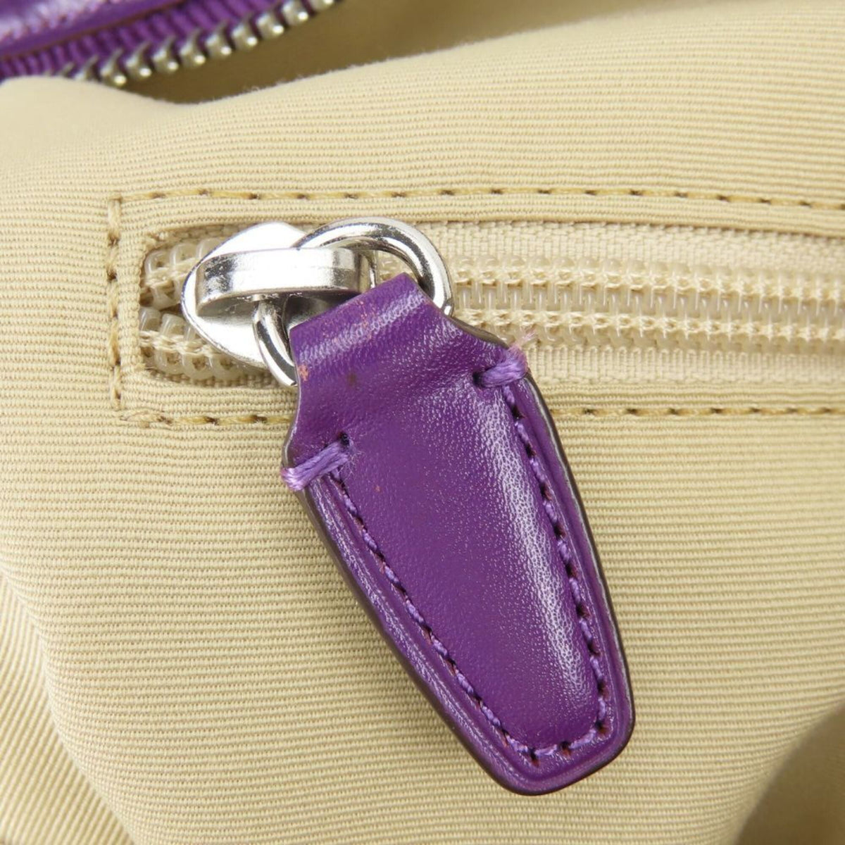 Coach Beige Purple Leather Canvas Shoulder Bag (Pre-Owned)
