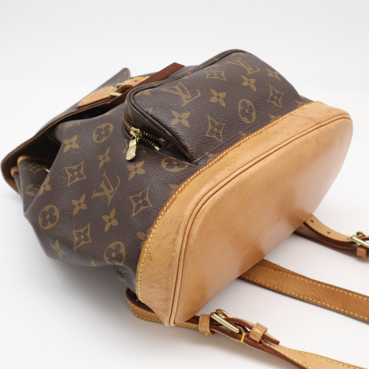 Louis Vuitton Beige Brown Coated Canvas Leather Shoulder Bag (Pre-Owned)