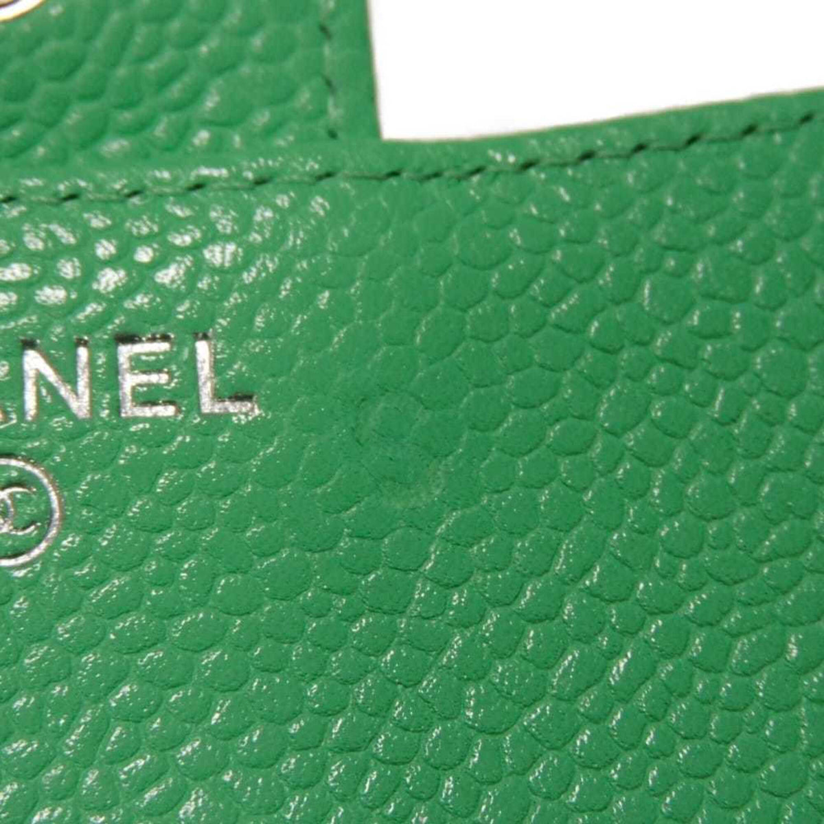 Chanel Light Green Grained Calfskin Wallet (Tri-Fold) (Pre-Owned)