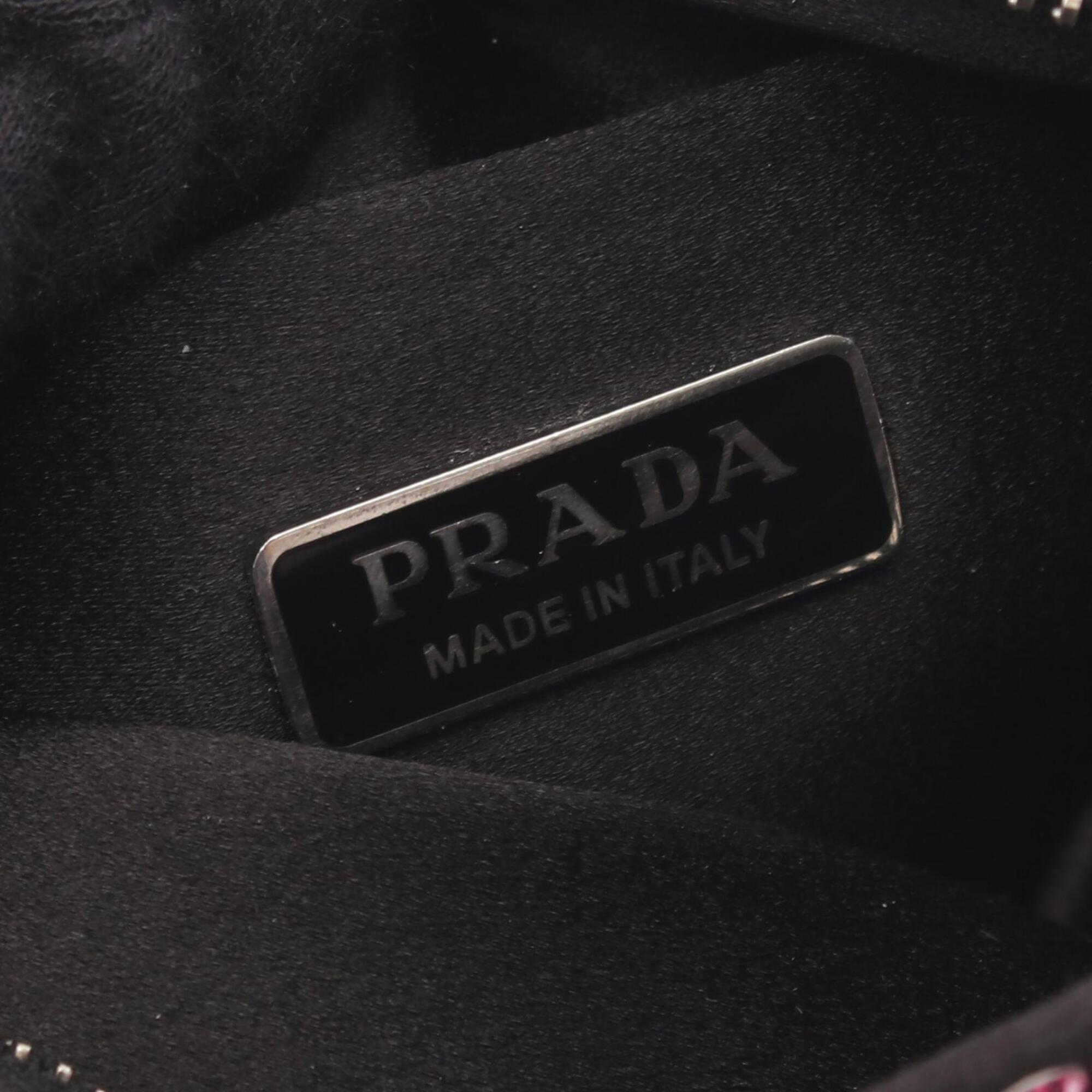 Prada Black Pink Fabric Leather Handbag (Pre-Owned)