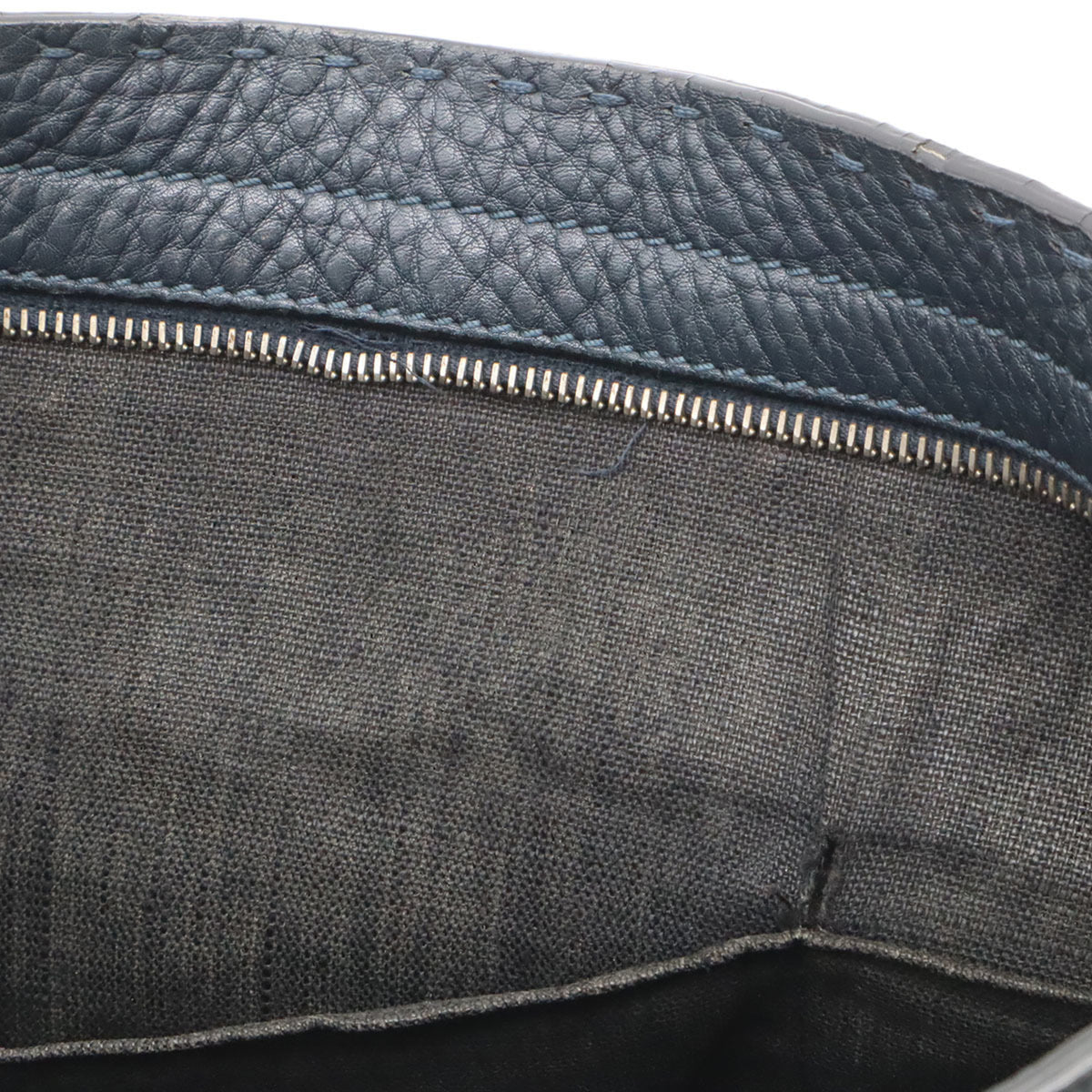 Fendi Selleria Navy Leather Shoulder Bag Tote Bag (Pre-Owned)