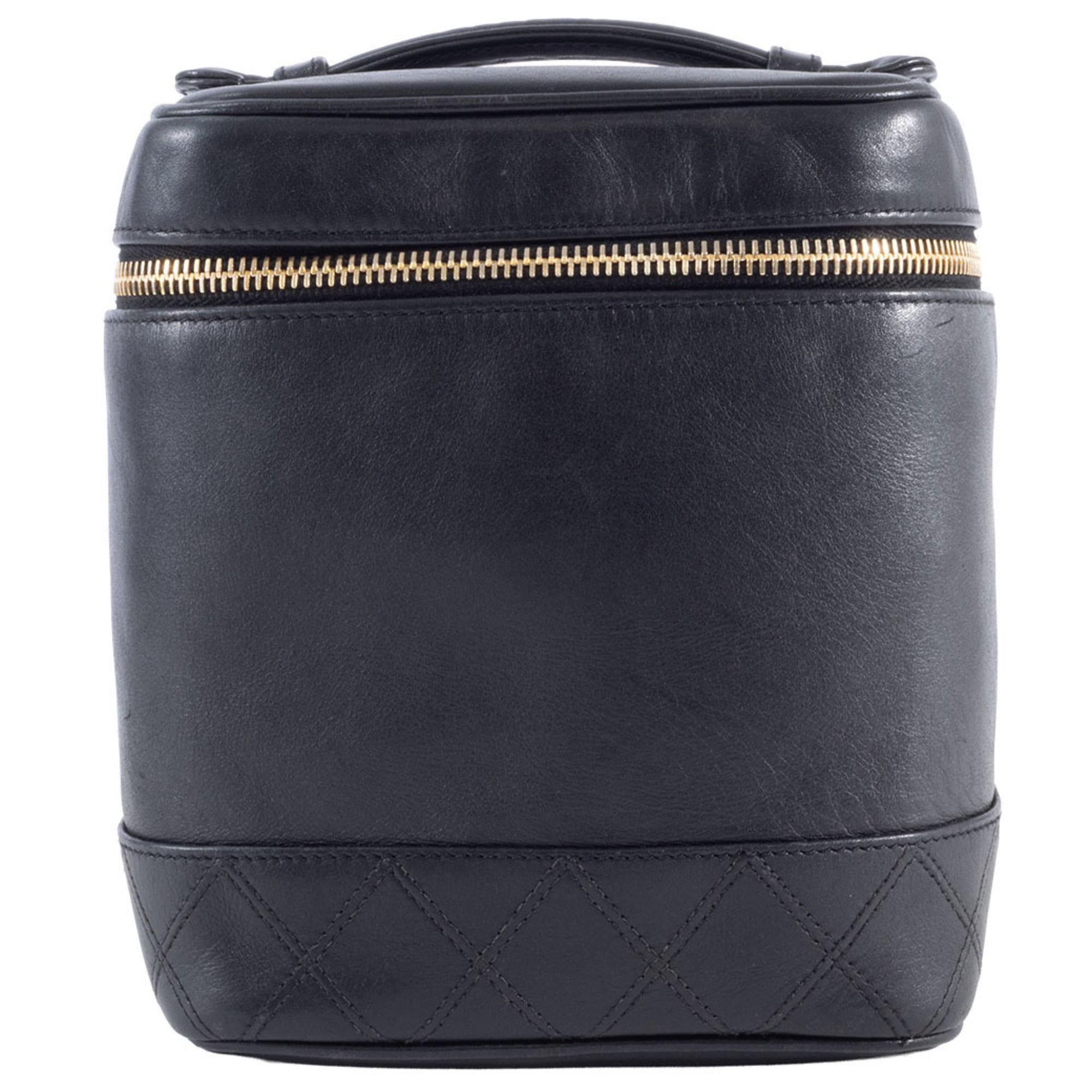 Chanel Black Leather Handbag Pouch Vanity Bag (Pre-Owned)