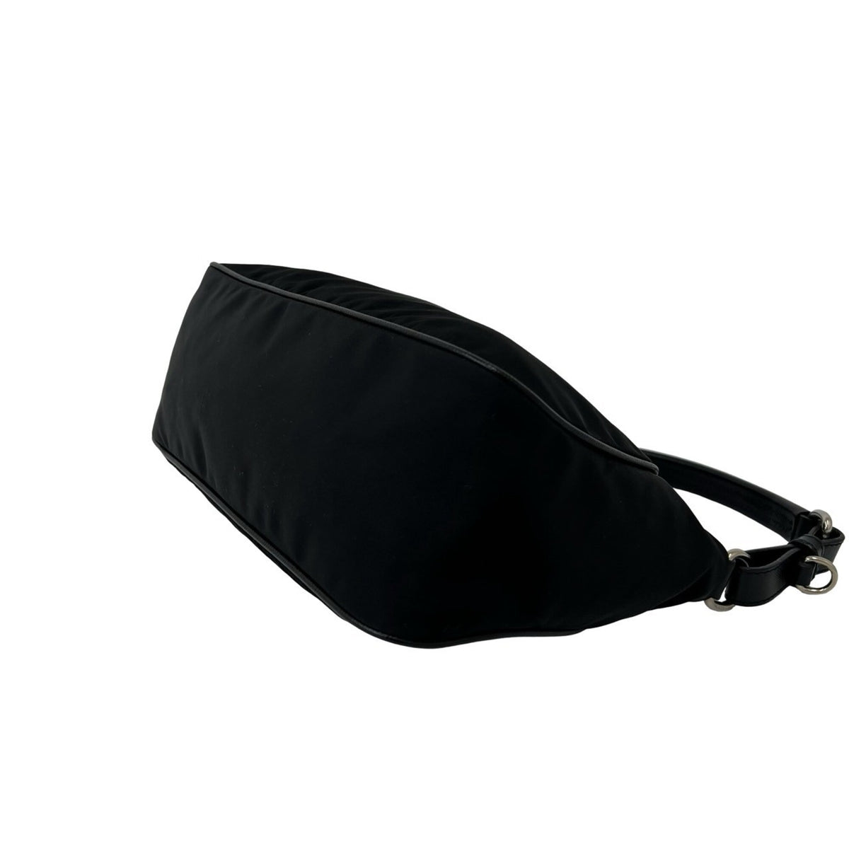 Prada Black Nylon Leather Handbag Shoulder Bag (Pre-Owned)
