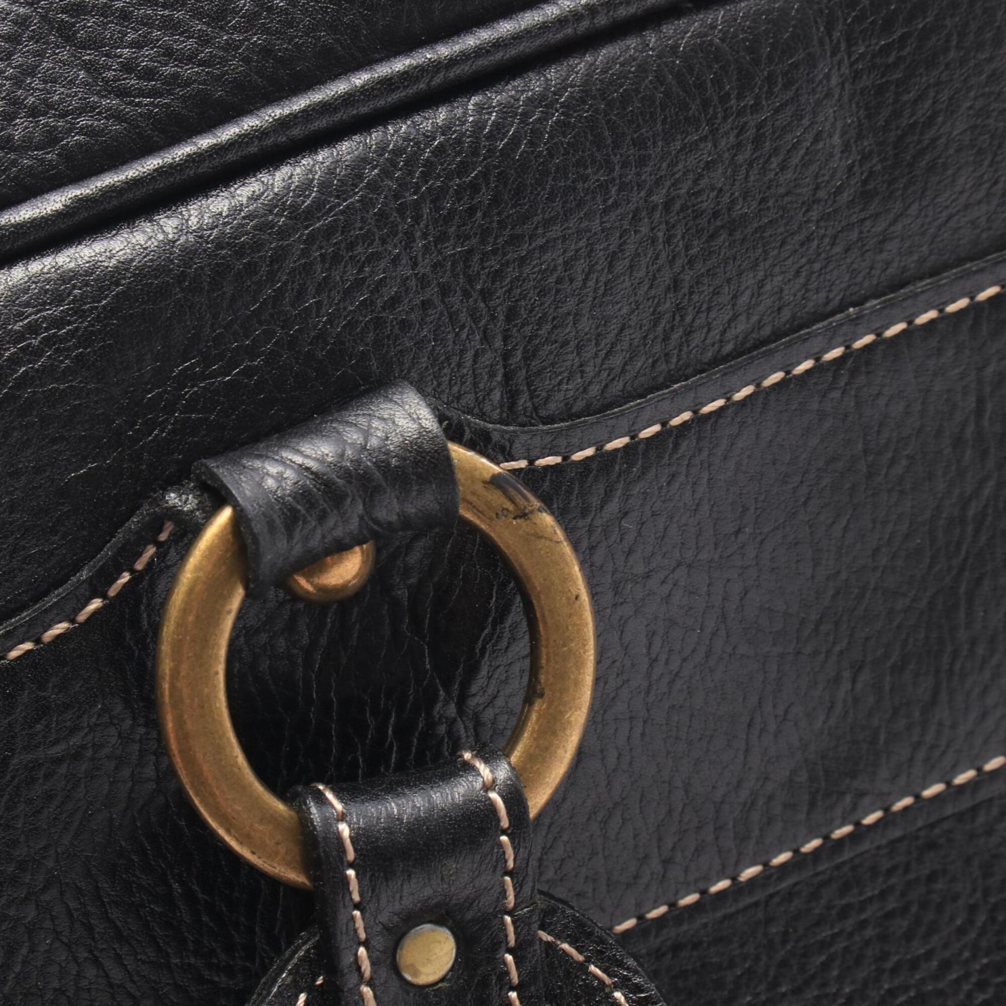 Mcm Black Leather Handbag Tote Bag (Pre-Owned)