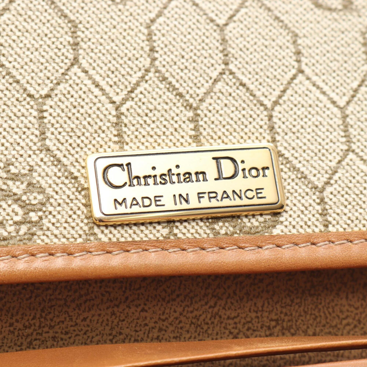 Christian Dior Beige Brown Coated Canvas Leather Handbag Shoulder Bag (Pre-Owned)