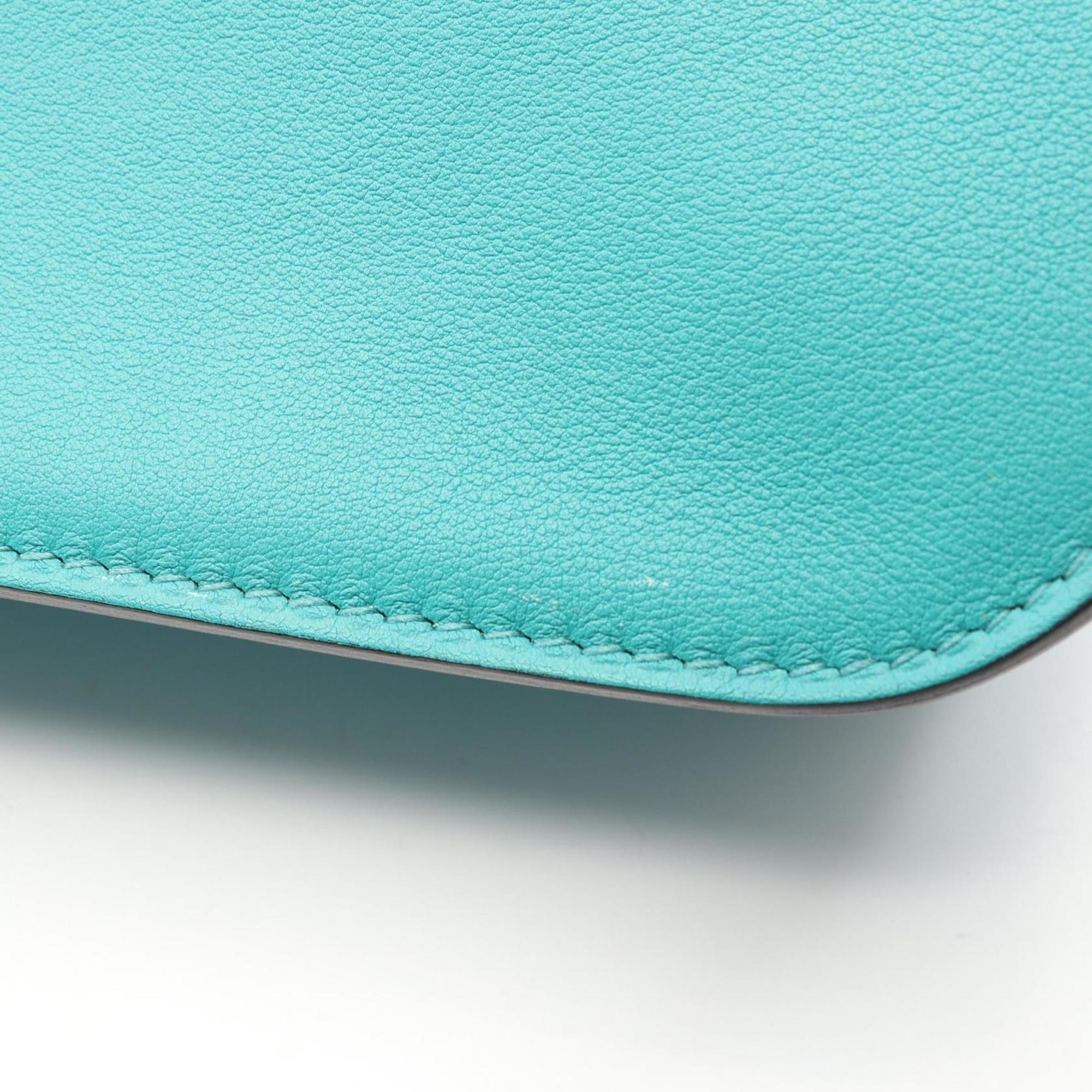 Hermes Alezan Blue Paon Green Swift Leather Handbag (Pre-Owned)
