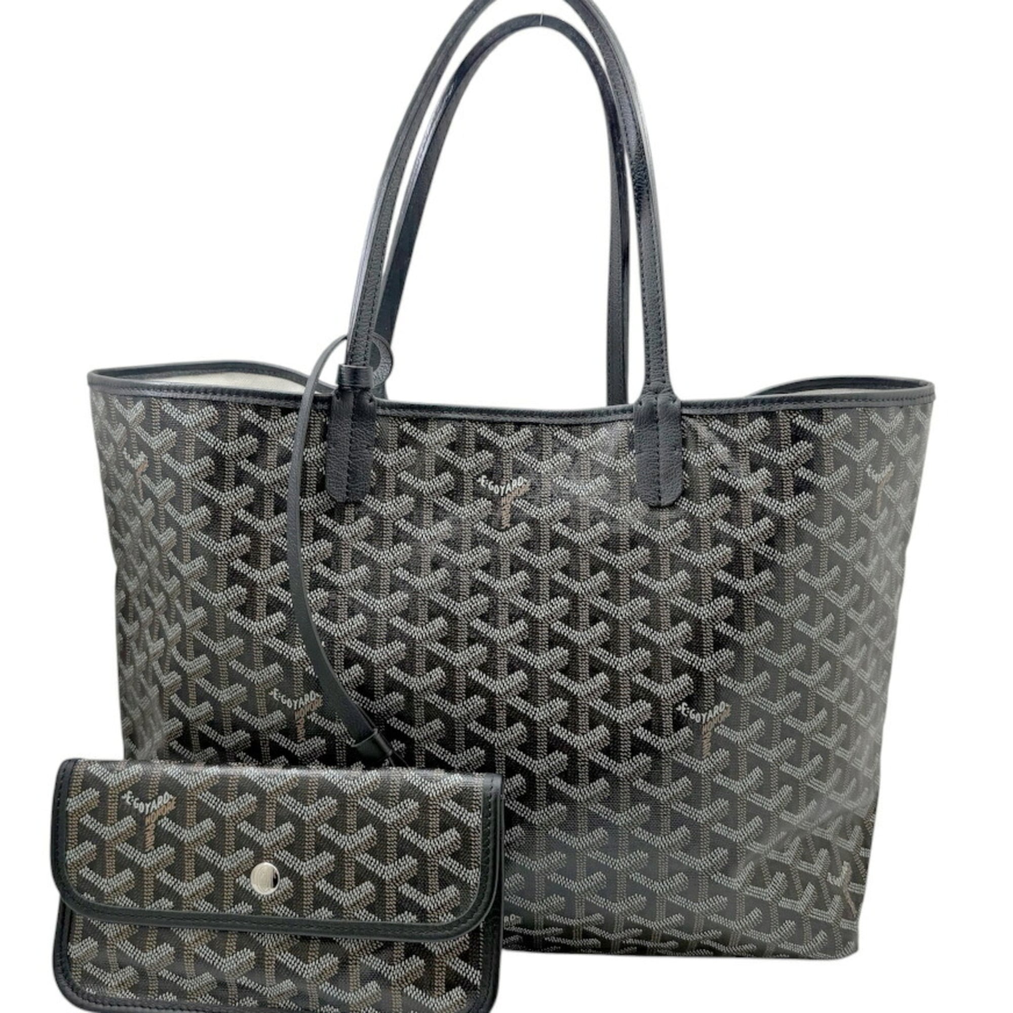 Goyard Saint Louis Black Brown Coated Canvas Leather Pouch Shoulder Bag Tote Bag (Pre-Owned)