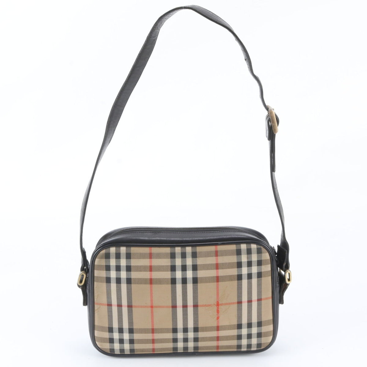 Burberry Beige Brown Leather Canvas Crossbody Bag Shoulder Bag Tote Bag (Pre-Owned)