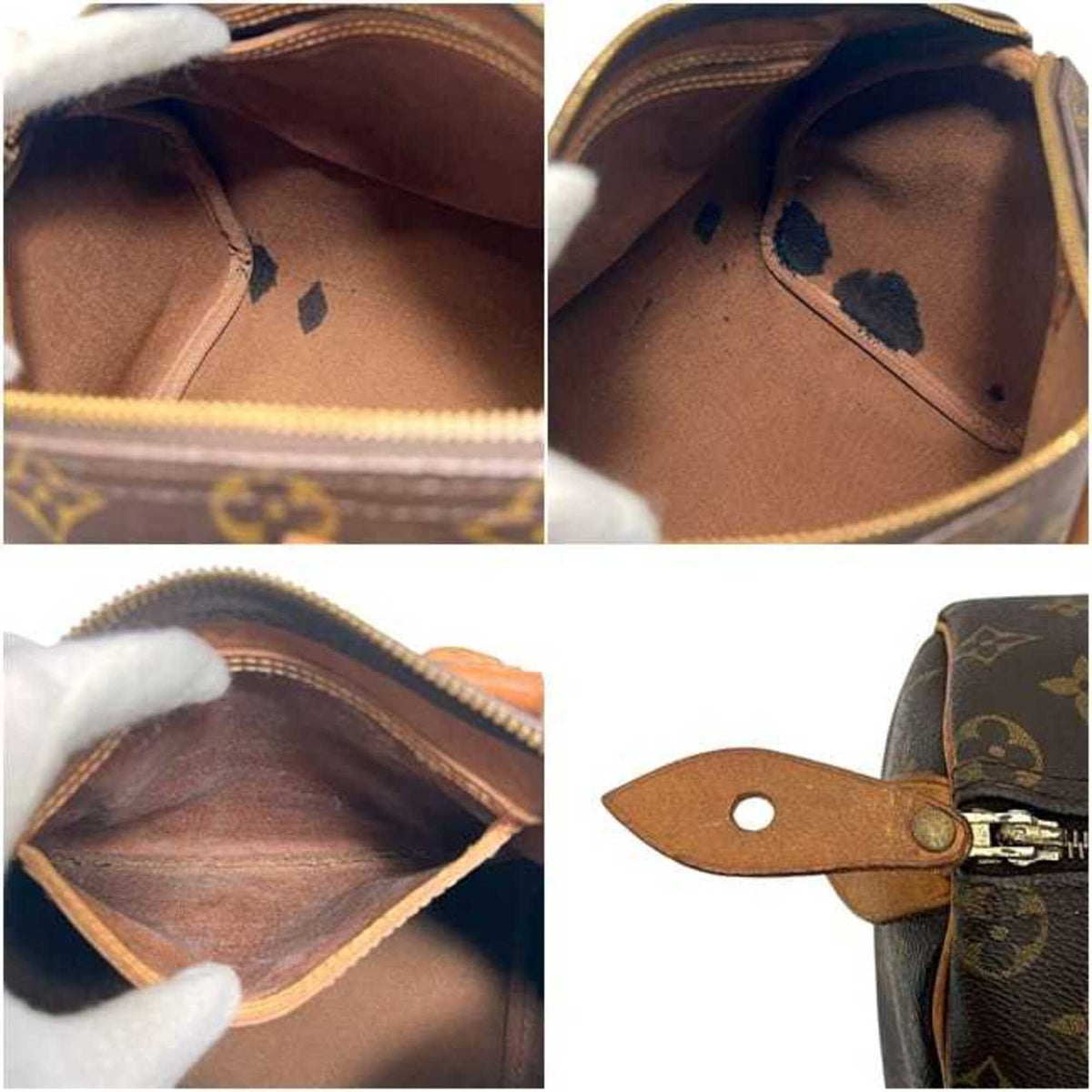 Louis Vuitton Black Brown Monogram Canvas Leather Handbag (Pre-Owned)