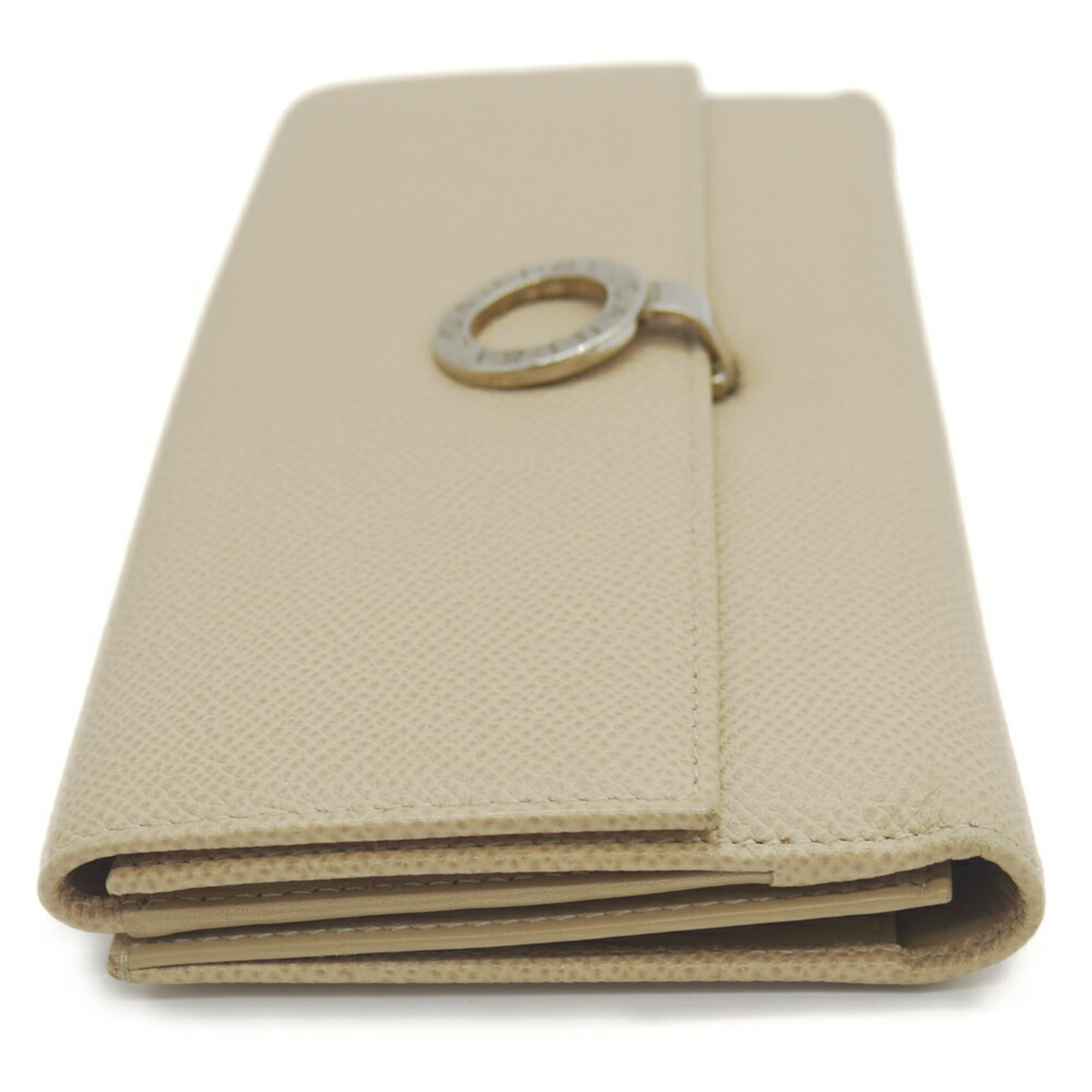 Bvlgari Beige Leather Long Wallet (Bi-Fold) (Pre-Owned)