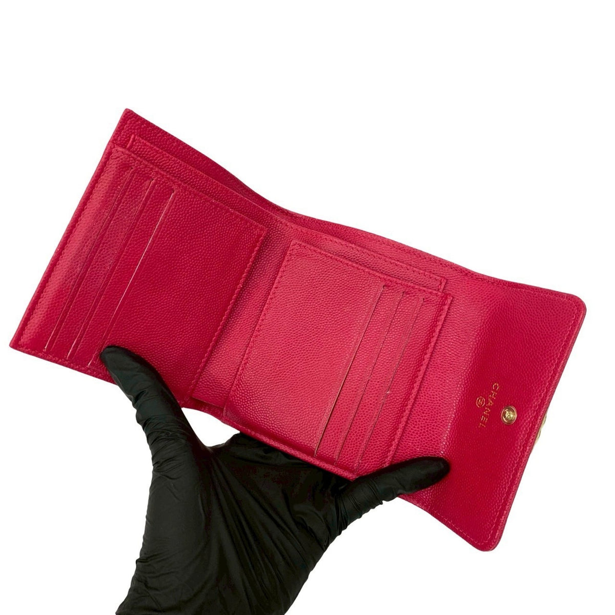 Chanel Pink Grained Calfskin Wallet (Tri-Fold) (Pre-Owned)