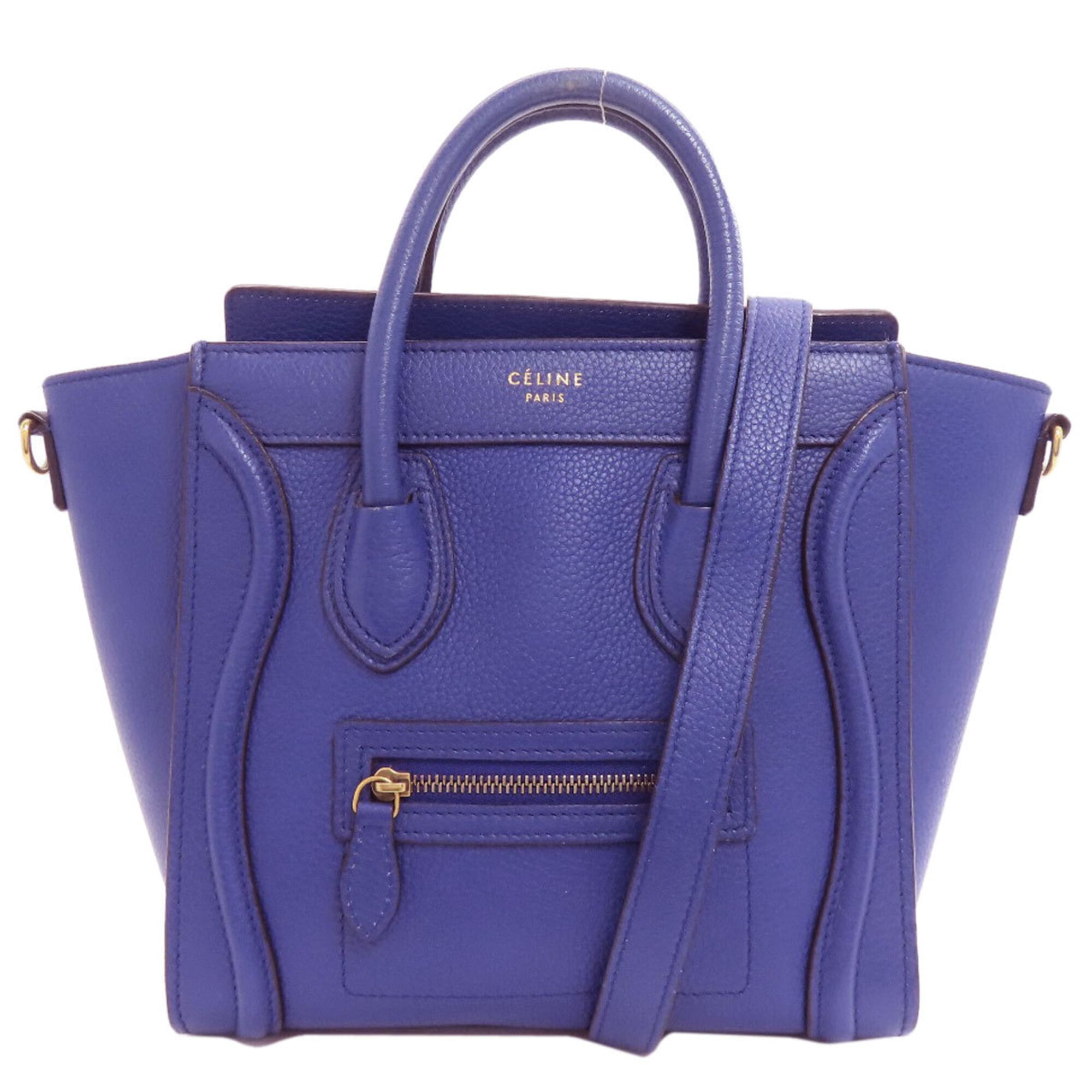 Celine Luggage Blue Leather Handbag (Pre-Owned)