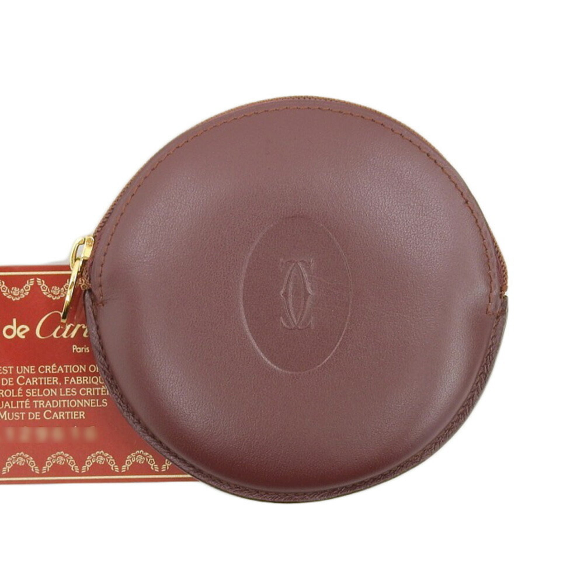 Cartier Wine Red Leather Coin Purse/Coin Case (Pre-Owned)