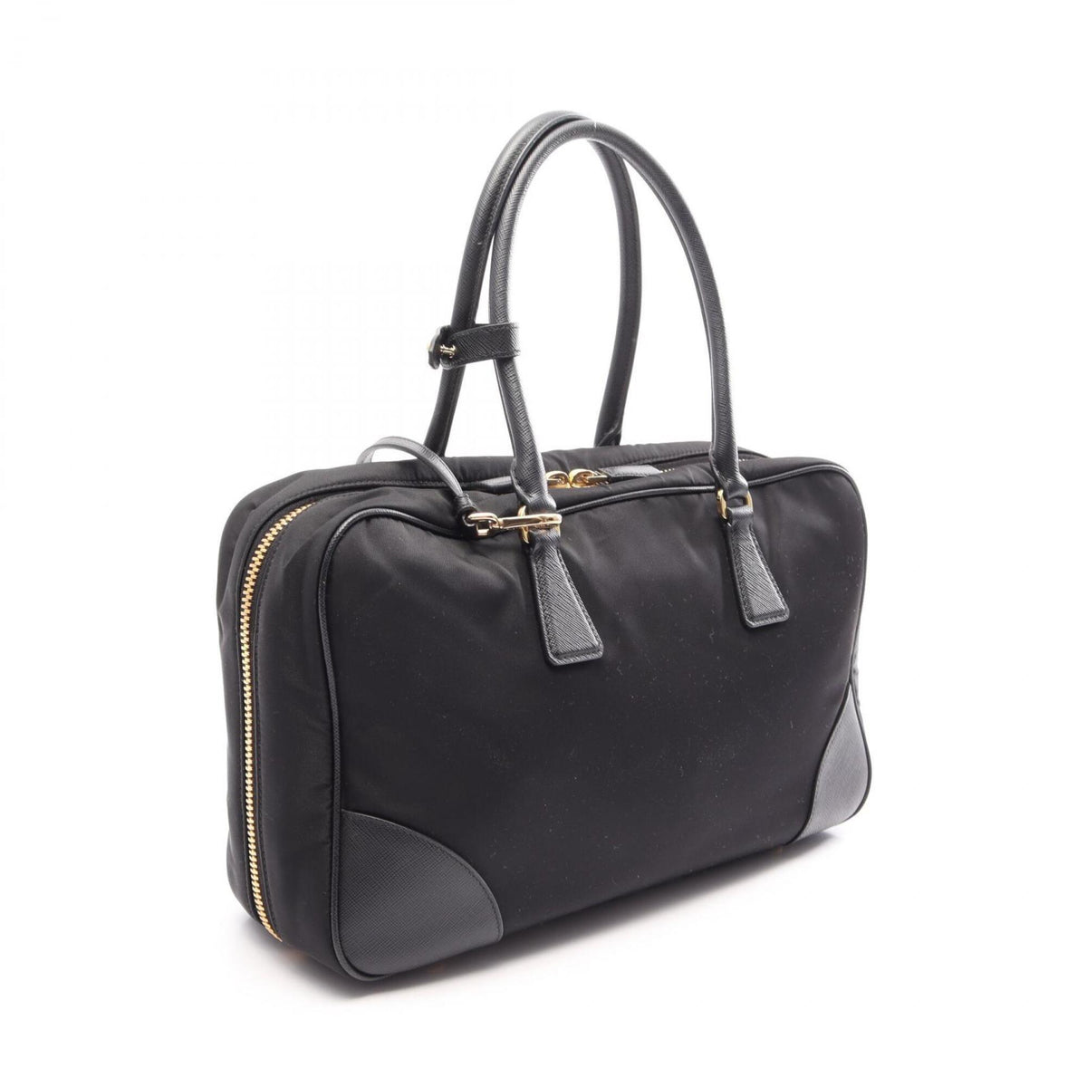 Prada Black Nylon Saffiano Triangle Handbag (Pre-Owned)