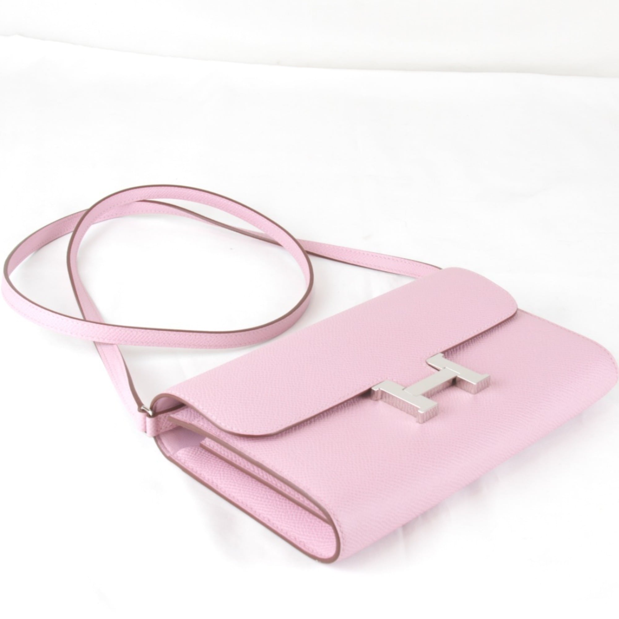 Hermes Pink Leather Pochette Shoulder Bag (Pre-Owned)