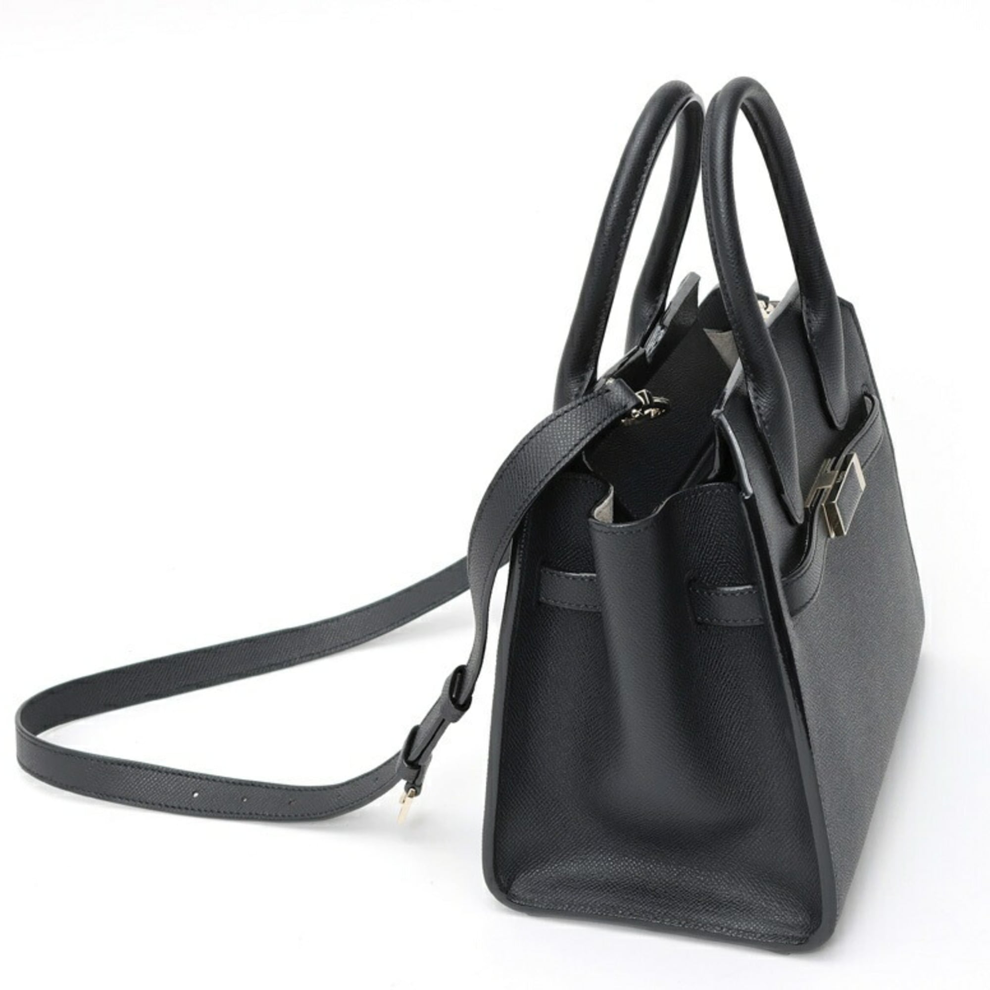 Valextra Black Leather Shoulder Bag (Pre-Owned)