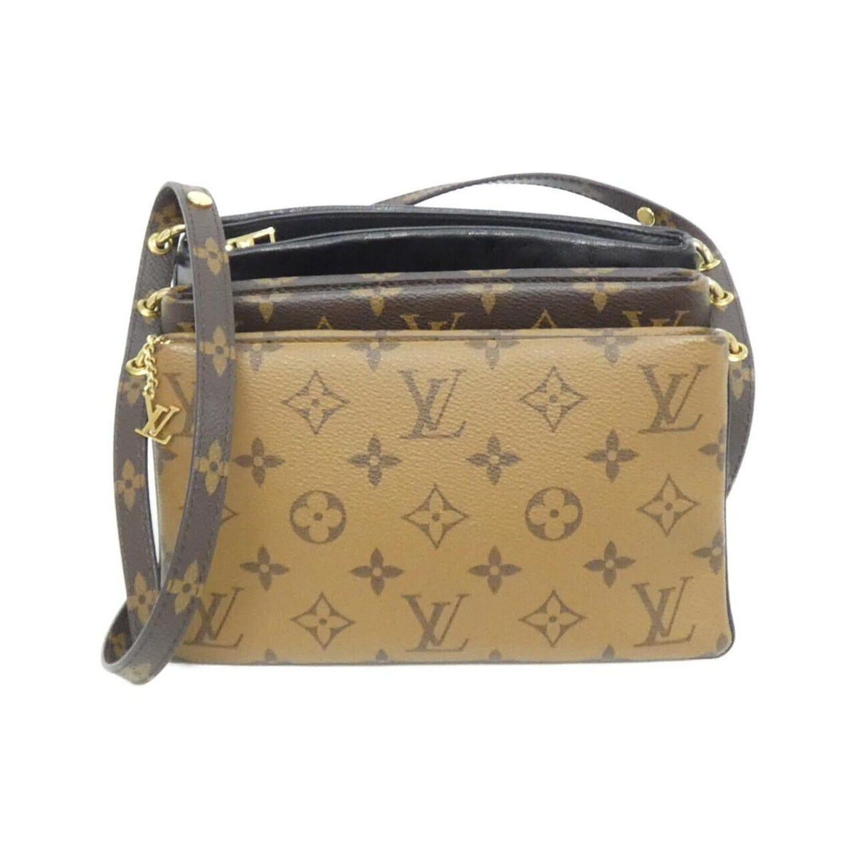 Louis Vuitton Monogram Black Marron Coated Canvas Leather Pochette Shoulder Bag (Pre-Owned)