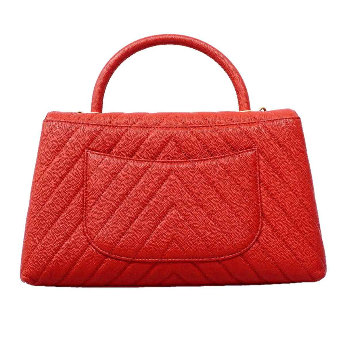 Chanel Red Color Grained Calfskin Handbag (Pre-Owned)