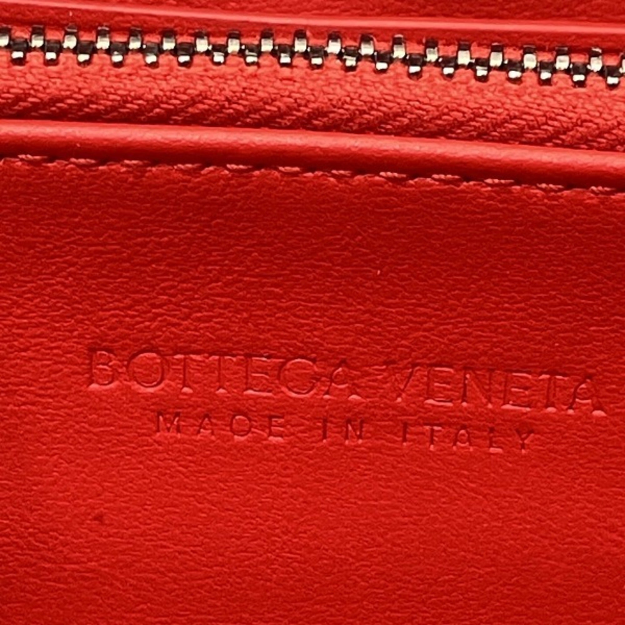 Bottega Veneta Intrecciato Red Color Elastane Cotton Polyester Long Wallet (Bi-Fold) (Pre-Owned)