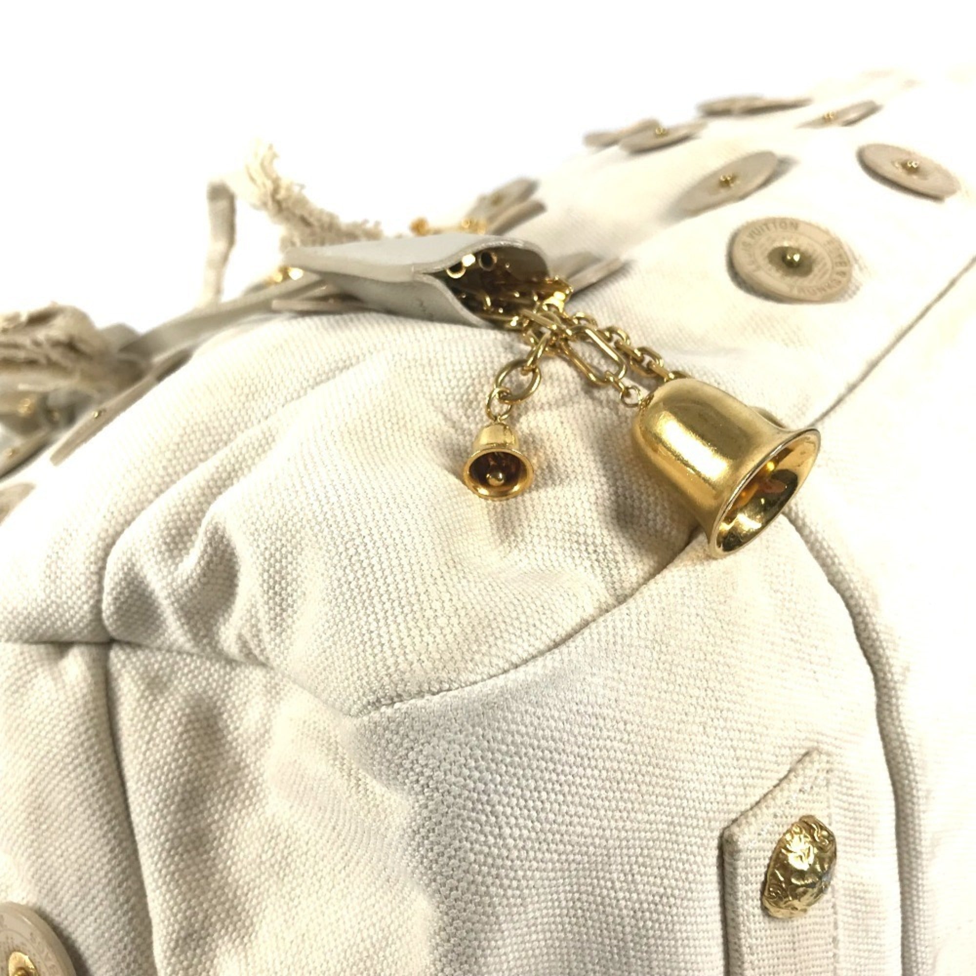 Louis Vuitton White Canvas Boston Bag Handbag Shoulder Bag (Pre-Owned)