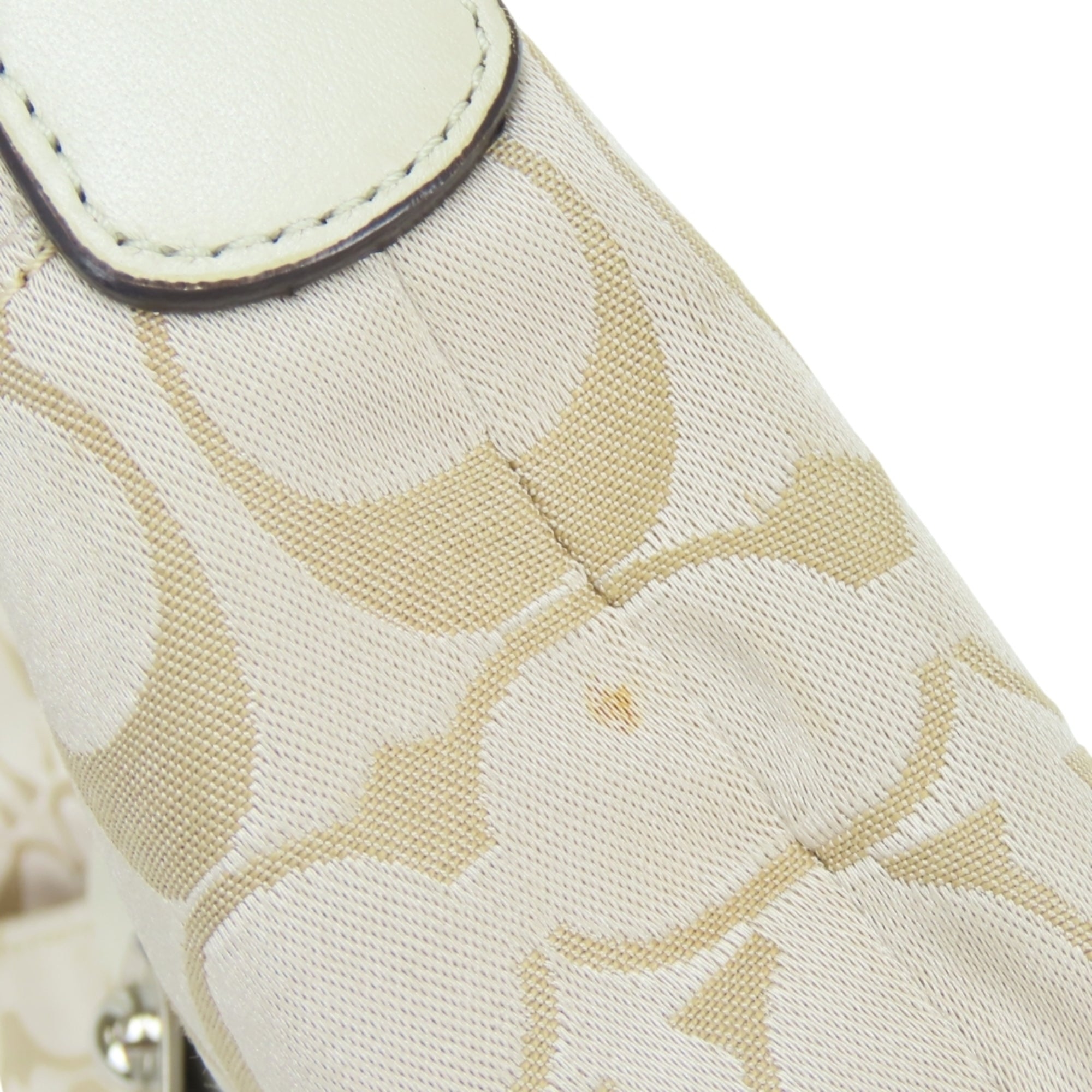 Coach Signature Gold Grayish Canvas Leather Shoulder Bag (Pre-Owned)