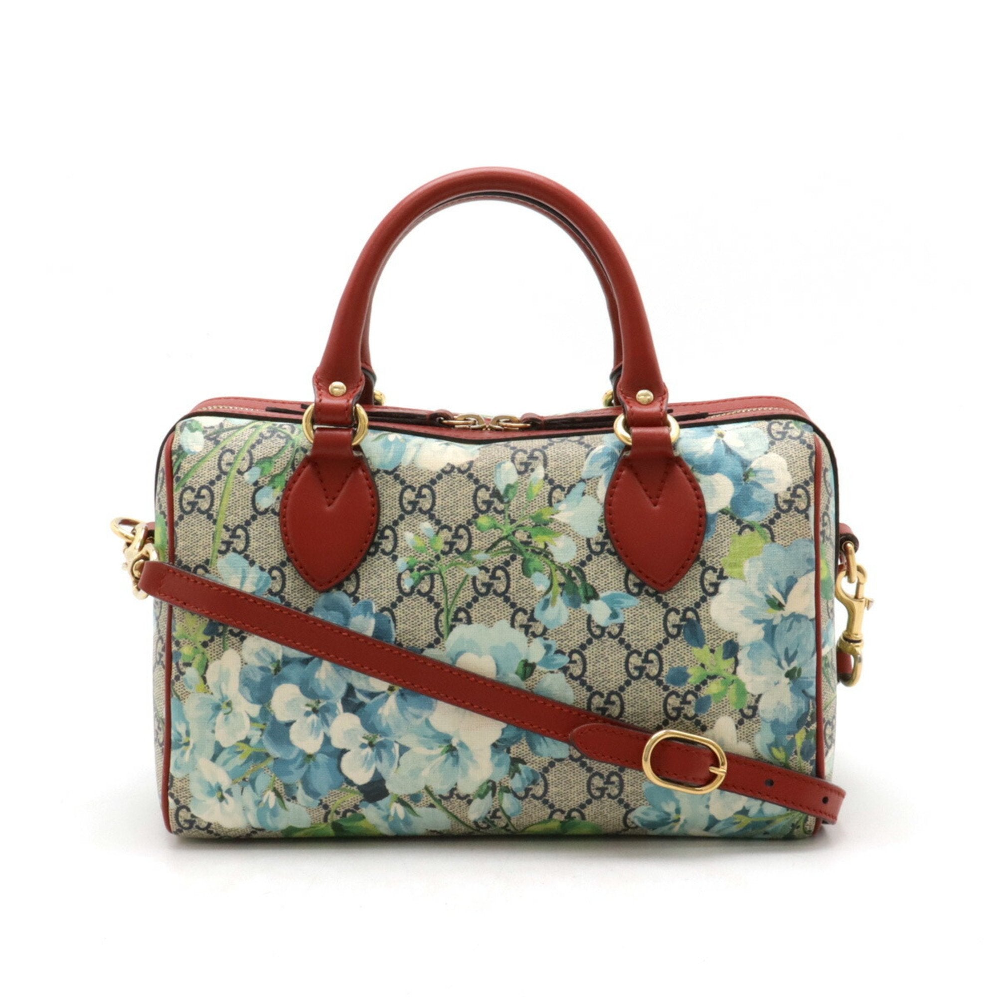 Gucci Beige Blue Multi-Color Red Color Pvc Leather Boston Bag Handbag Shoulder Bag (Pre-Owned)