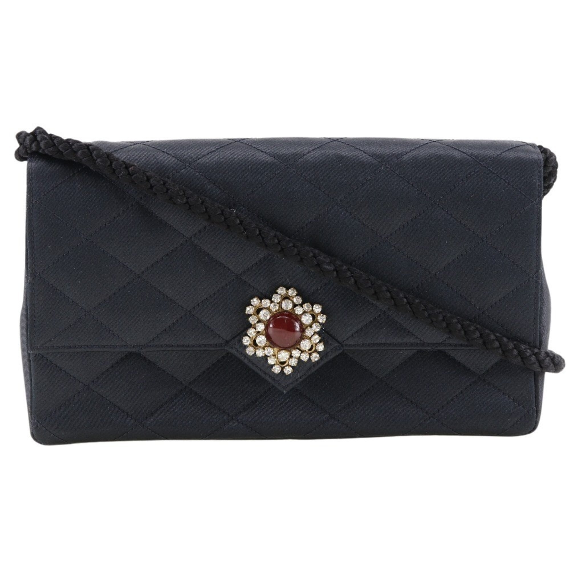 Chanel Black Satin Shoulder Bag (Pre-Owned)