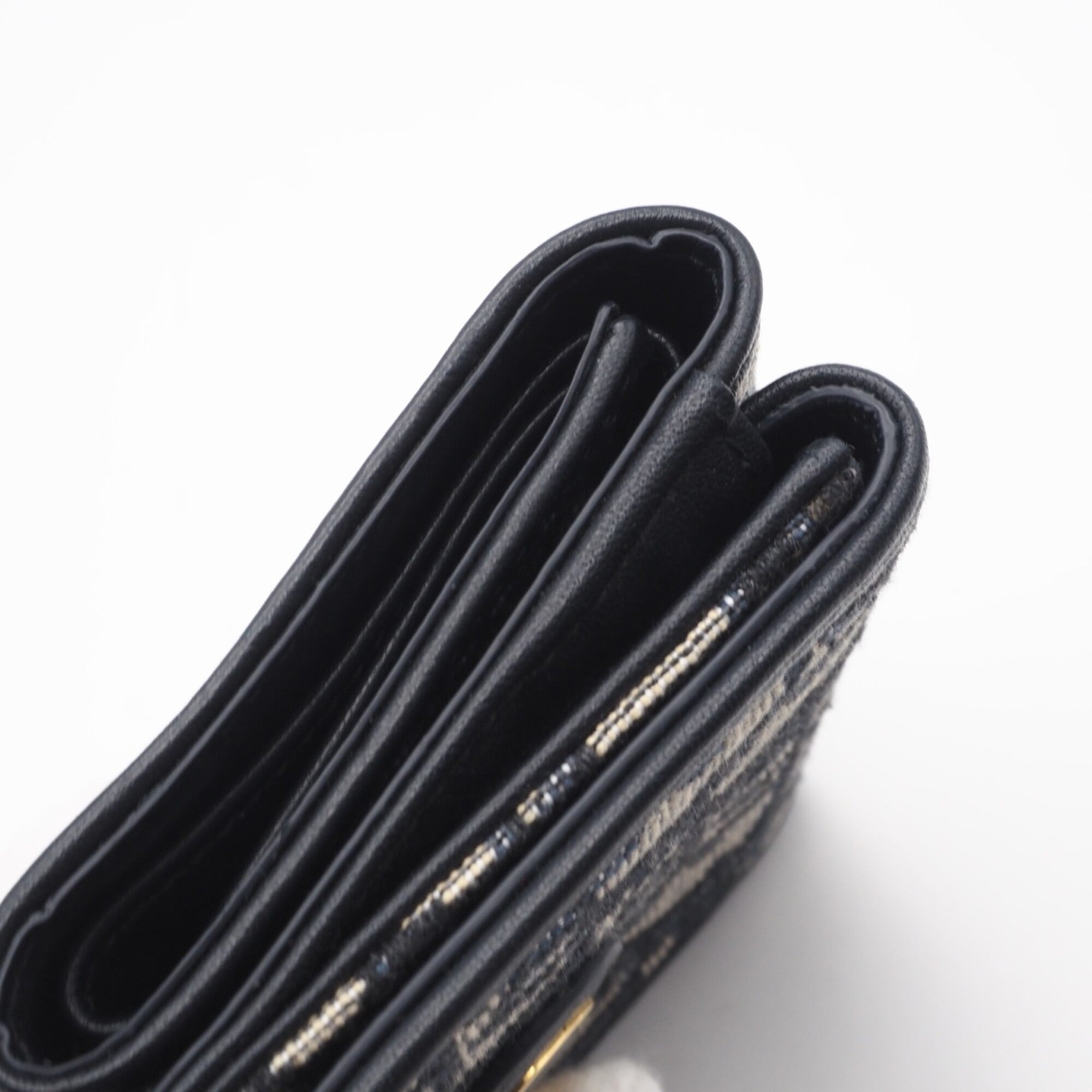 Christian Dior Gray Navy Canvas Wallet (Tri-Fold) (Pre-Owned)