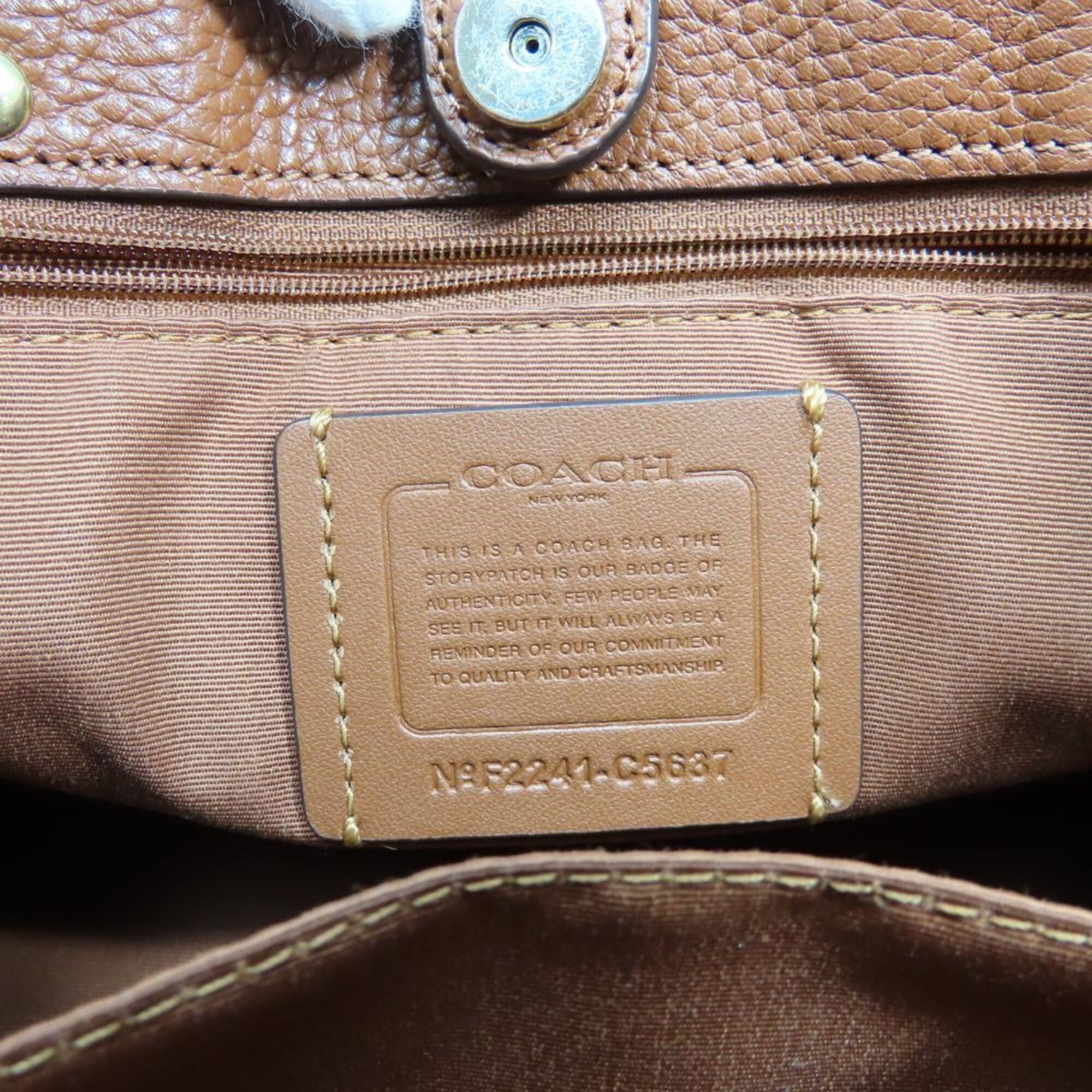 Coach Signature Brown Gray Canvas Leather Handbag (Pre-Owned)