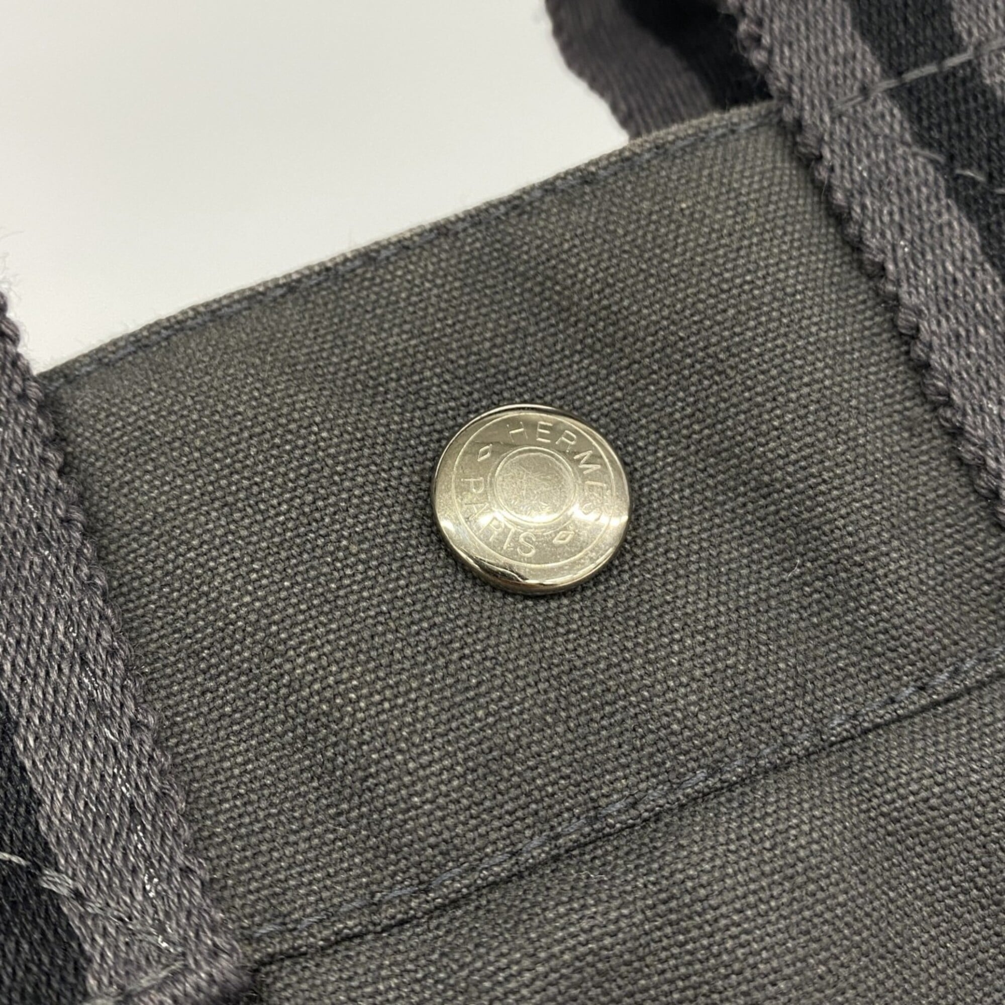Hermes Gray Canvas Handbag (Pre-Owned)