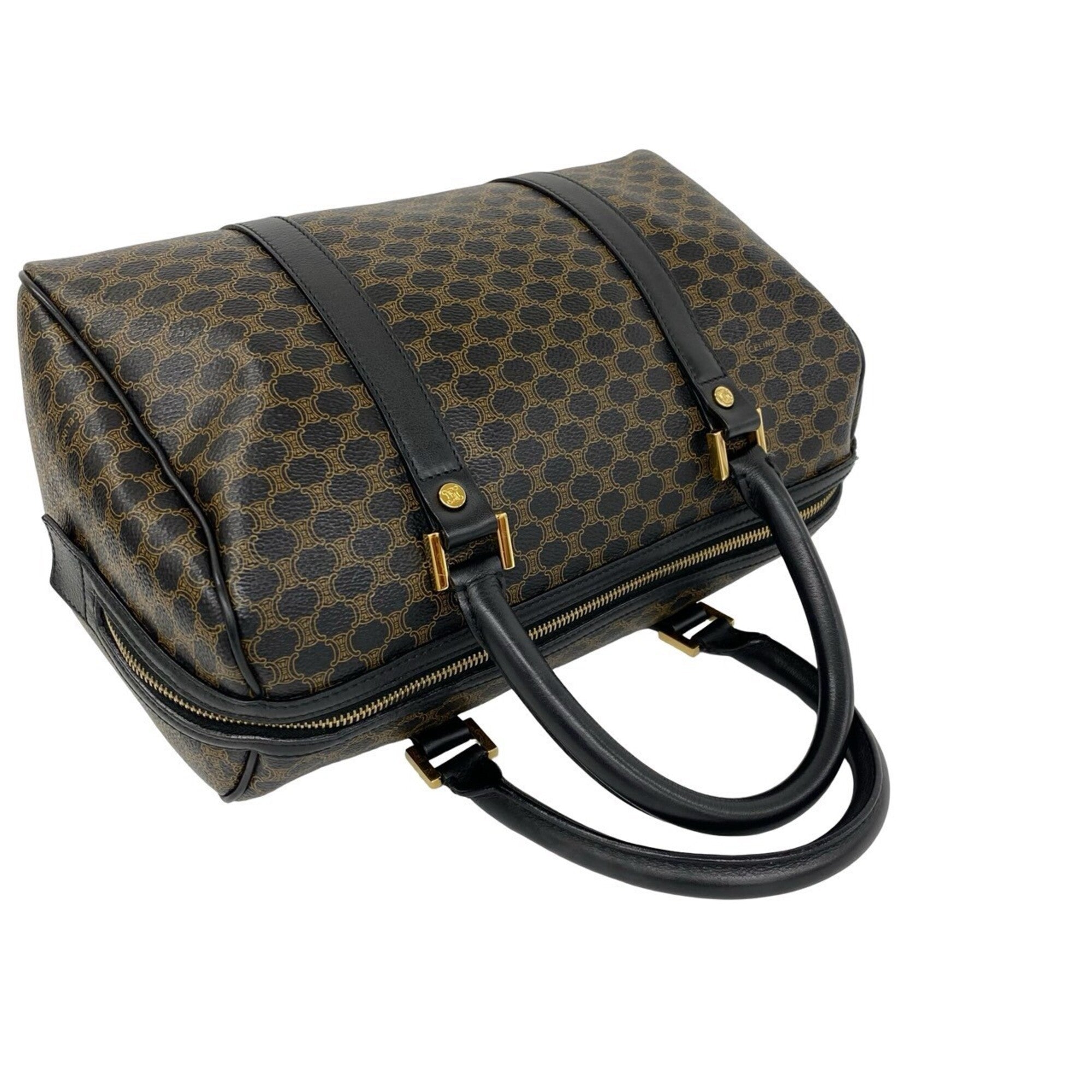 Celine Brown Leather Pvc Boston Bag Handbag (Pre-Owned)